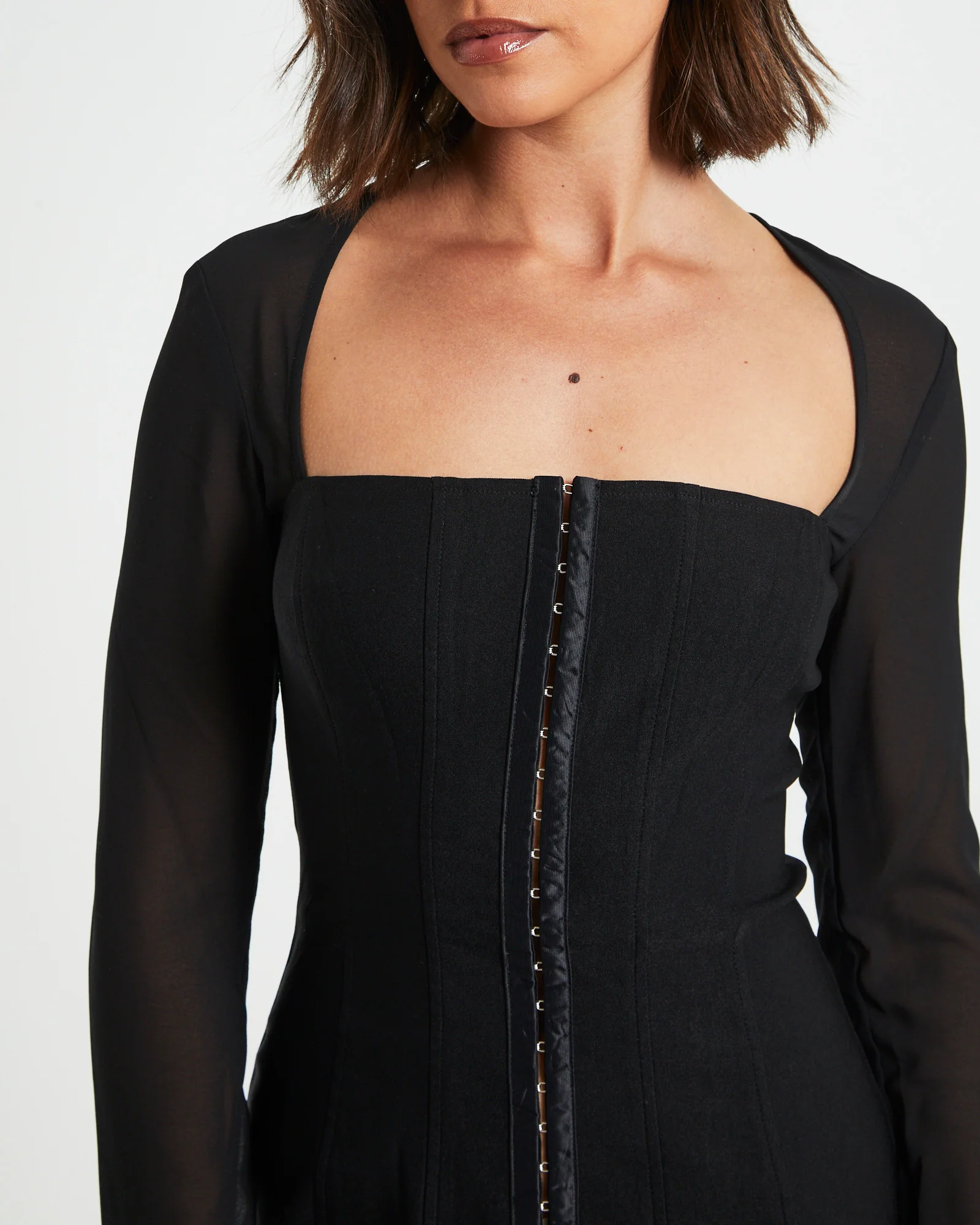 Orson Hook Front Panelled Dress Black - Image 6