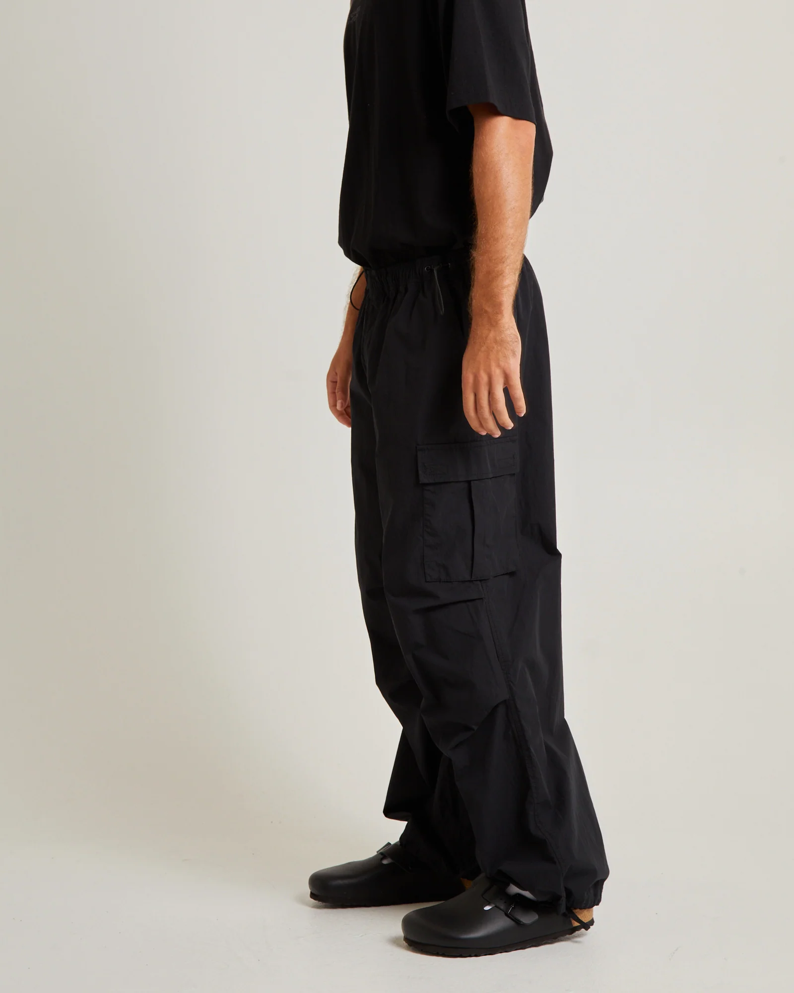 Oversized Parachute Cargo Pant in Black - Image 4