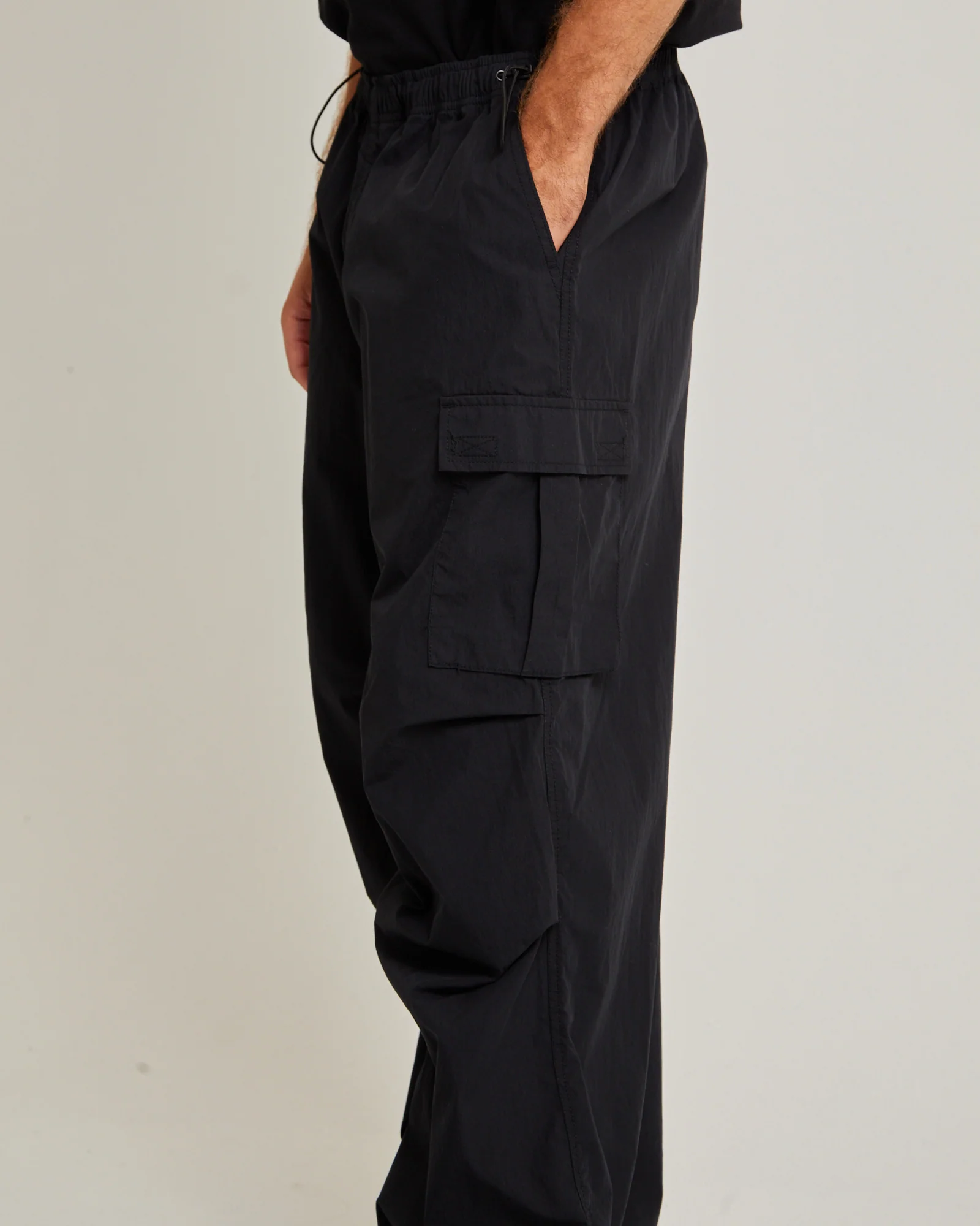 Oversized Parachute Cargo Pant in Black - Image 5