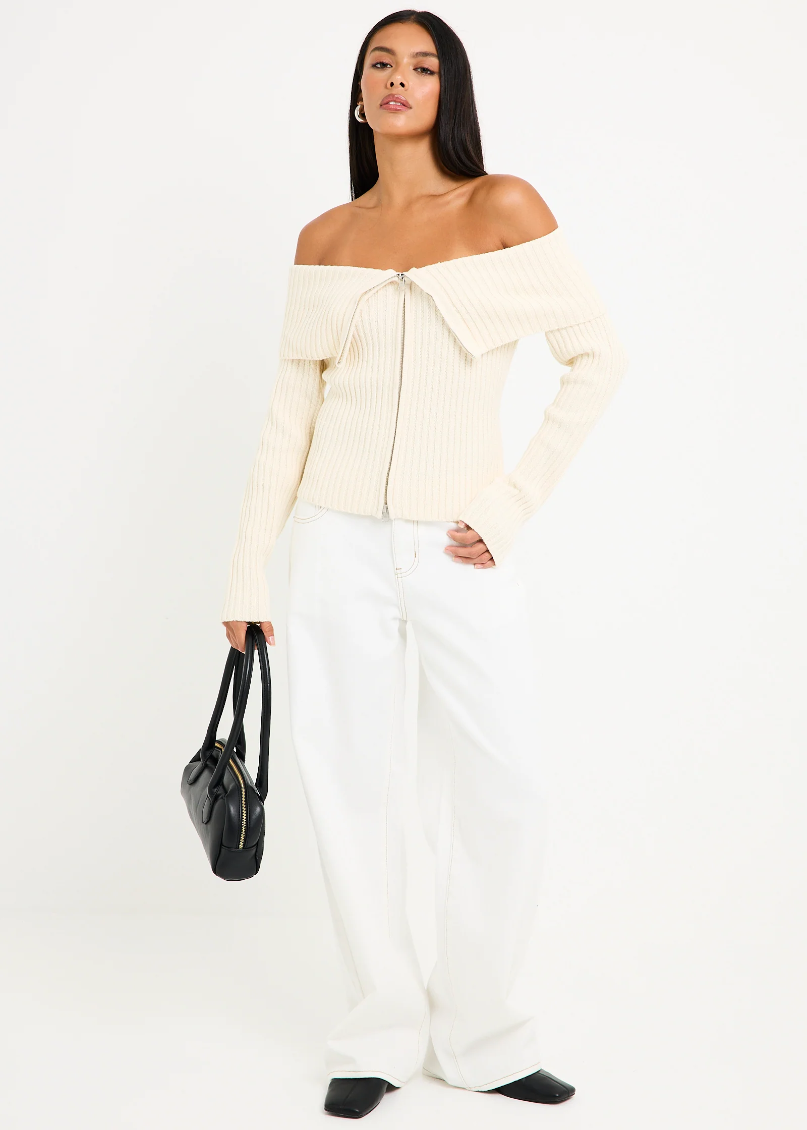 Paloma Zip Off Shoulder Top - Image 3