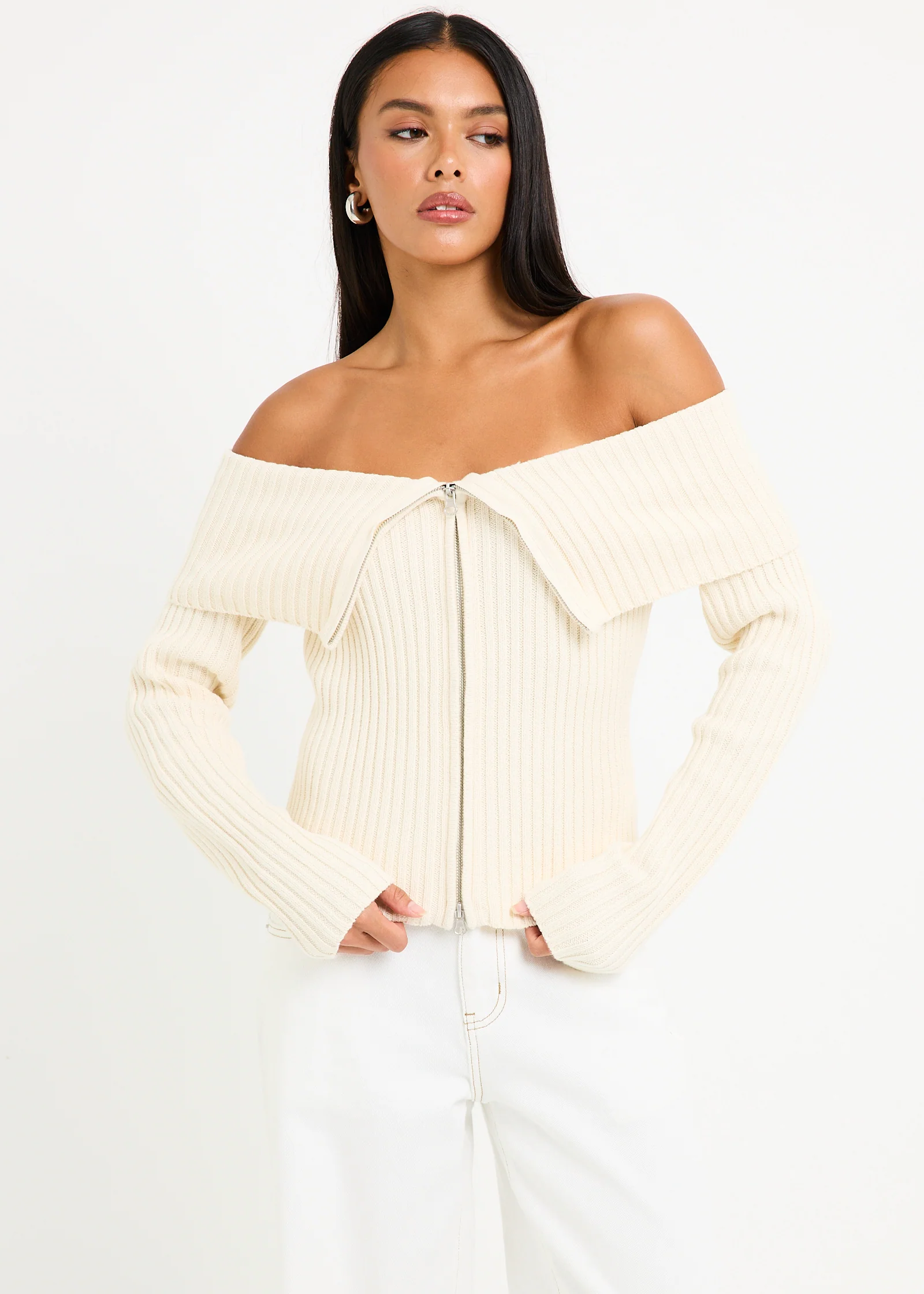 Paloma Zip Off Shoulder Top - Image 4