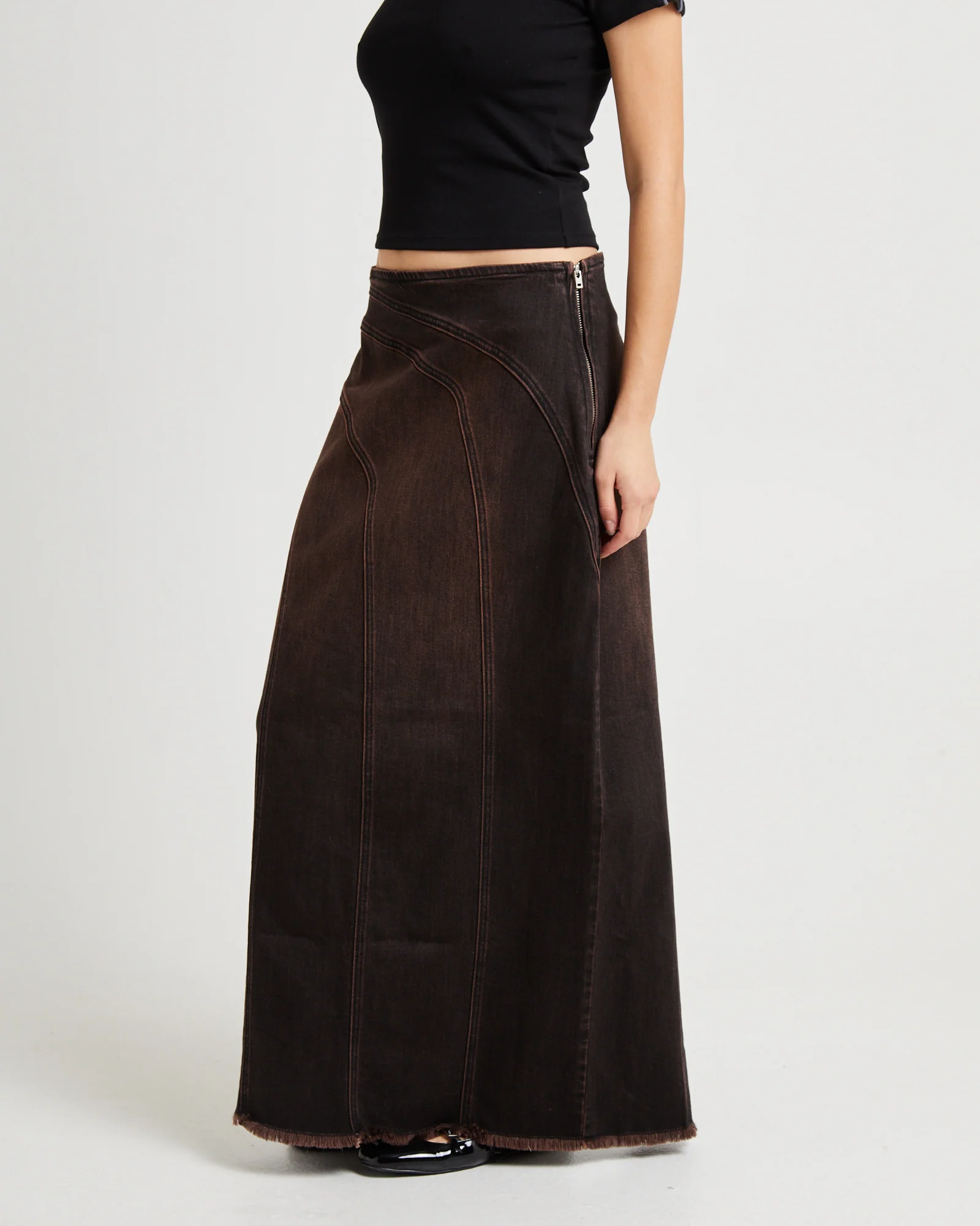 Panelled Denim Maxi Skirt - Image 4