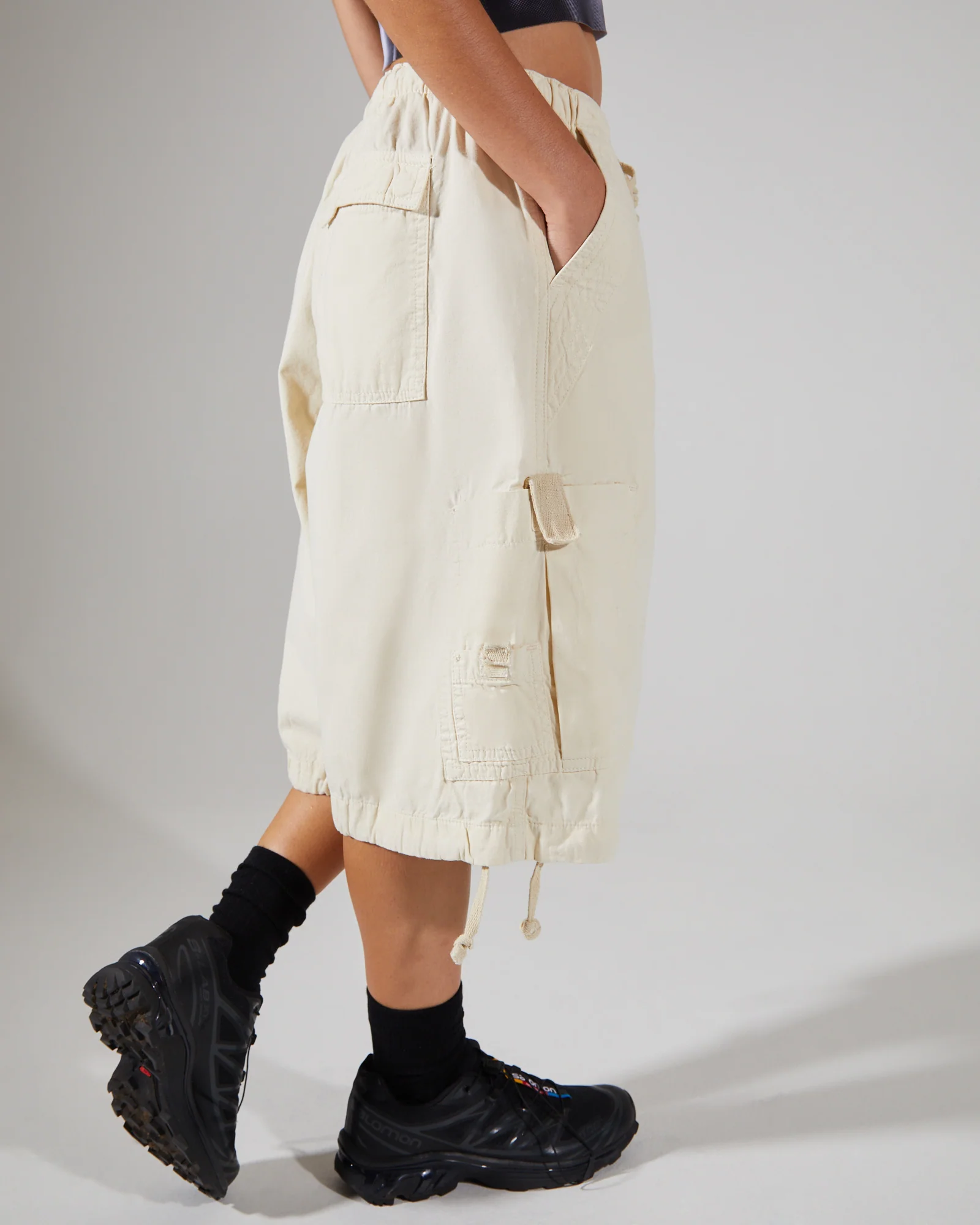 Parachute Cargo Shorts Ecru - Image 6
