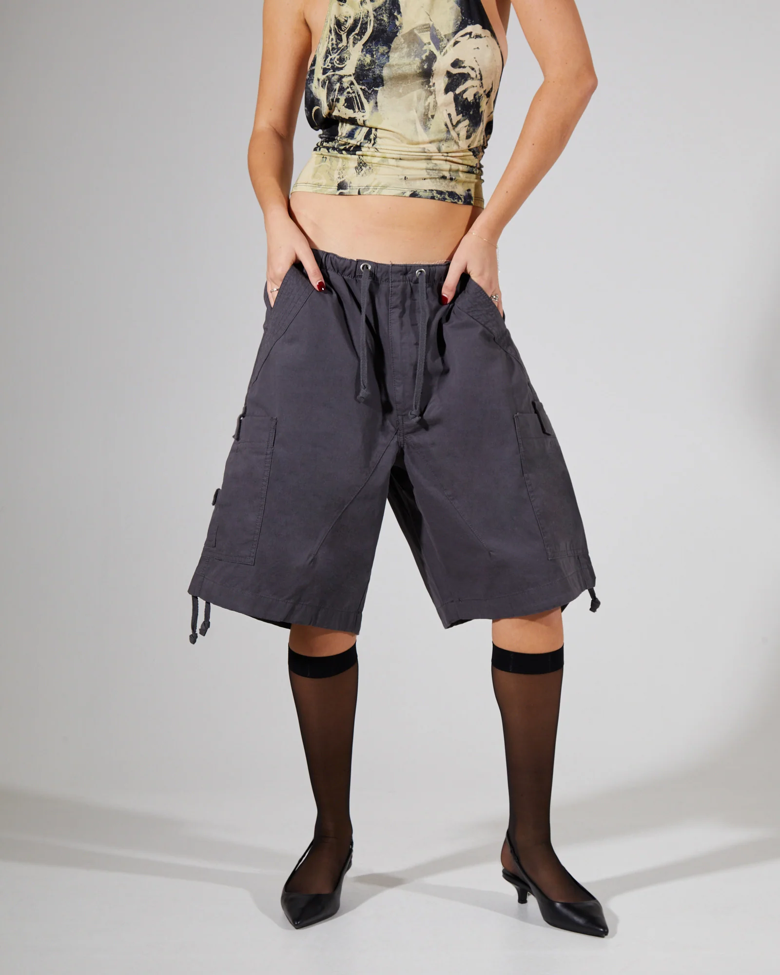 Parachute Cargo Shorts Vintage Grey - Image 2