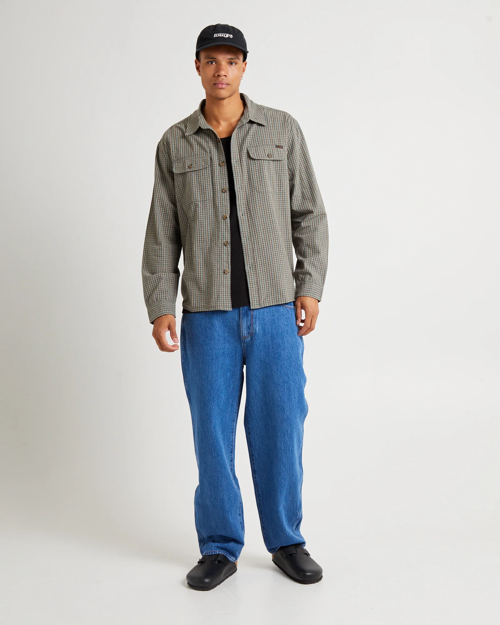 Parallels Long Sleeve Shirt Green Check - Image 3