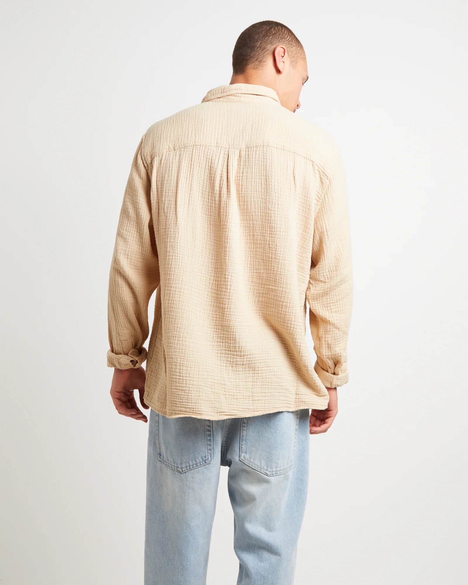 Parallels Long Sleeve Shirt in Driftwood Natural - Image 2