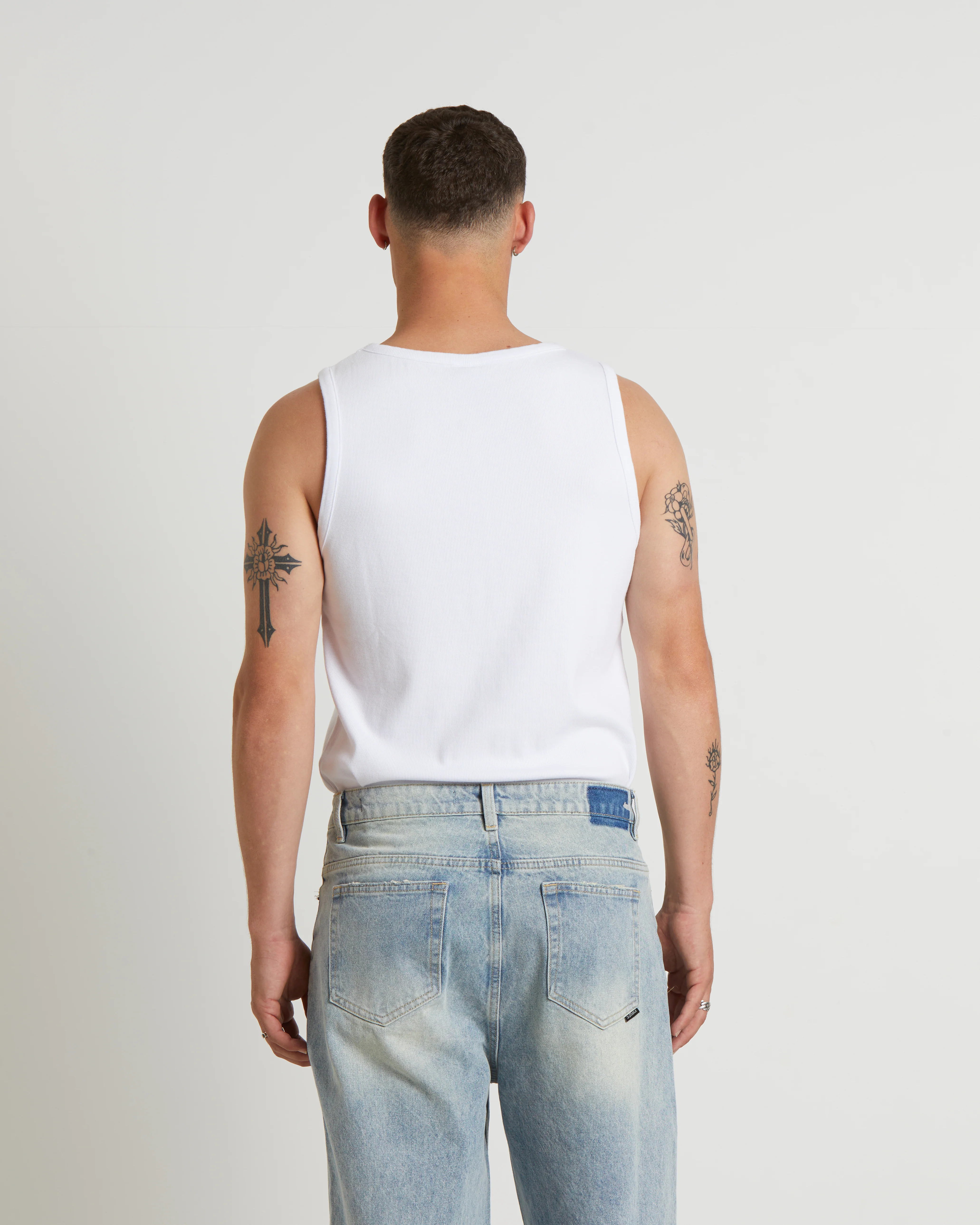 Paramount Ribbed Singlet in White - Image 2