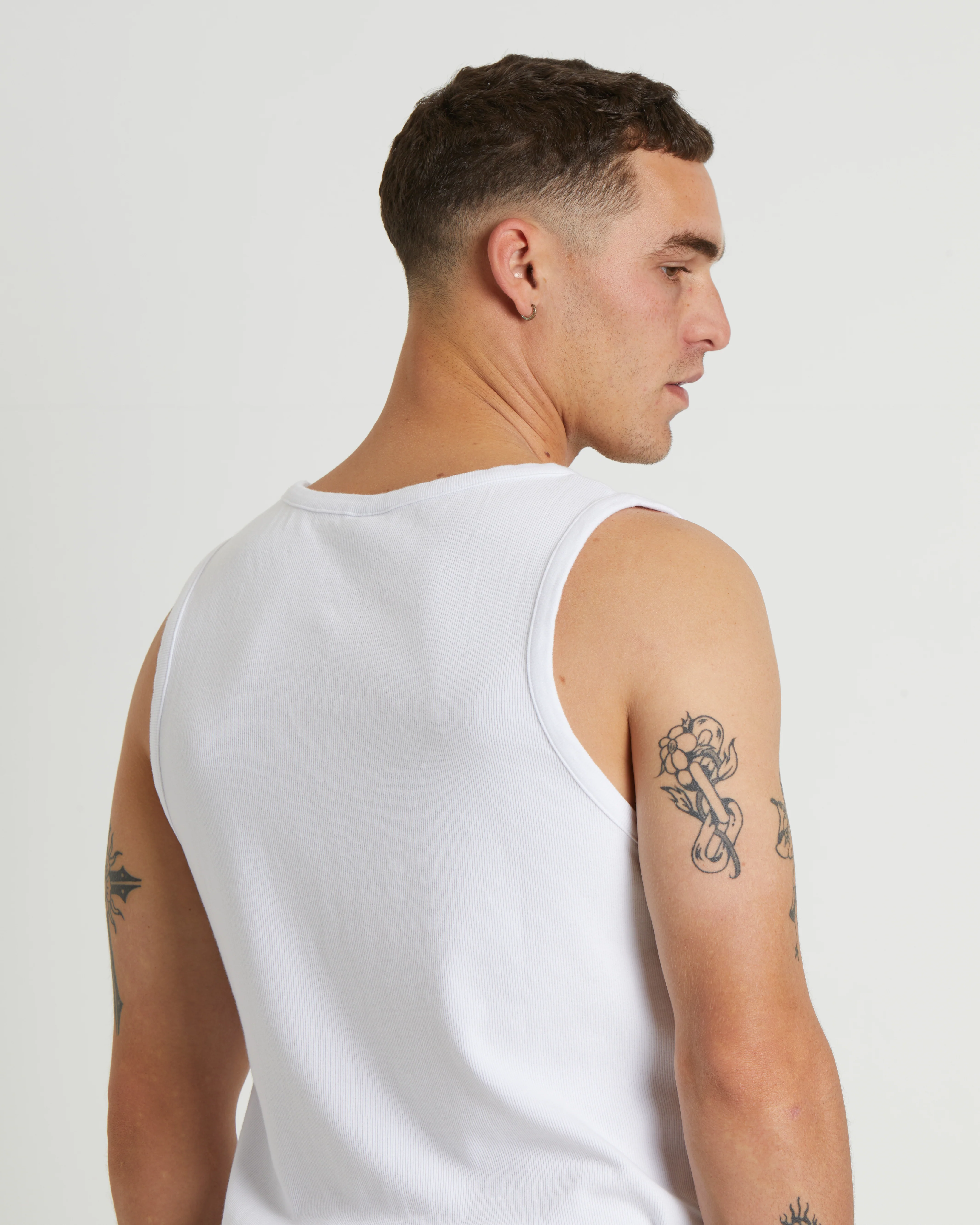 Paramount Ribbed Singlet in White - Image 6
