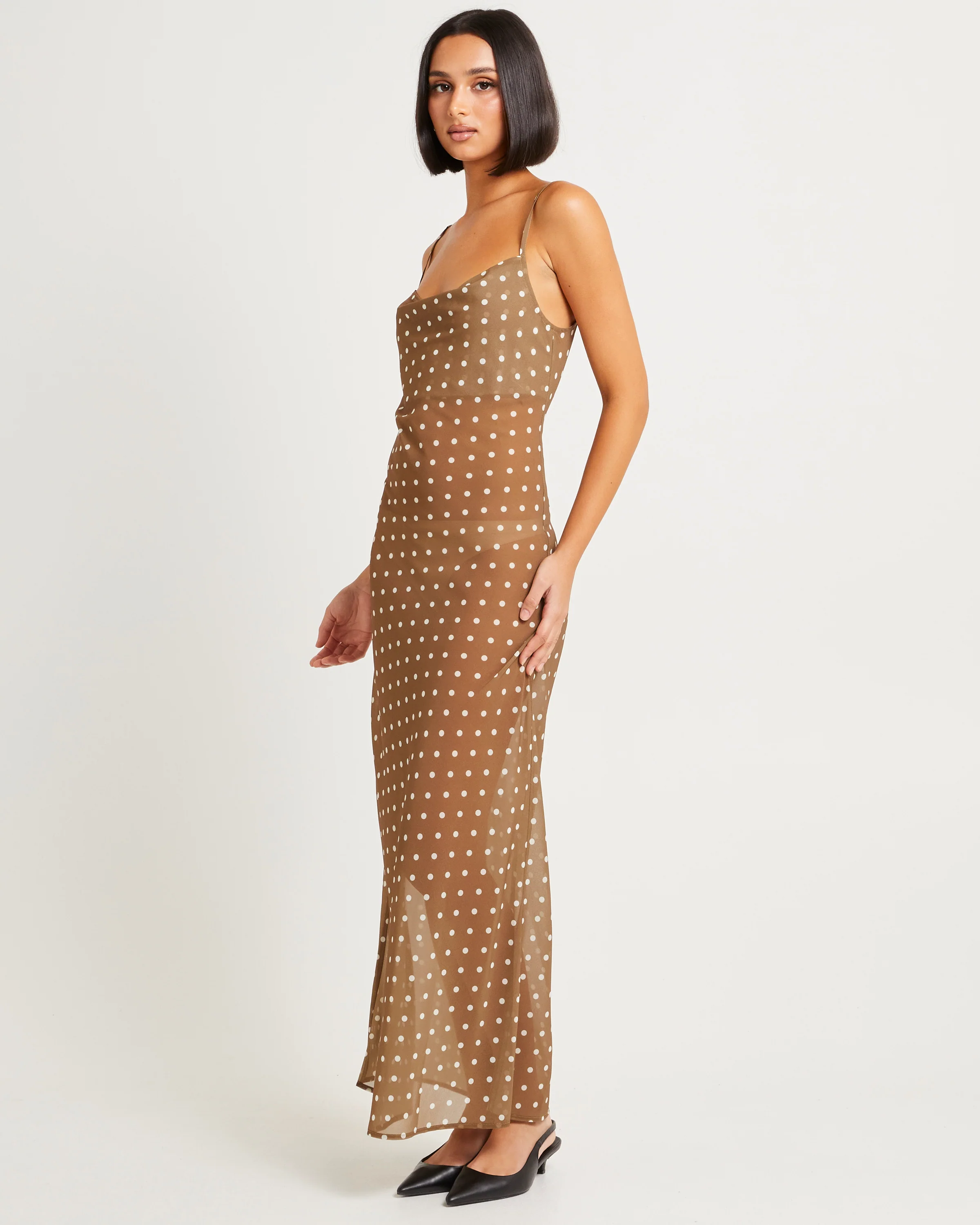 Paris Polka Dot Sheer Maxi Dress - Image 3