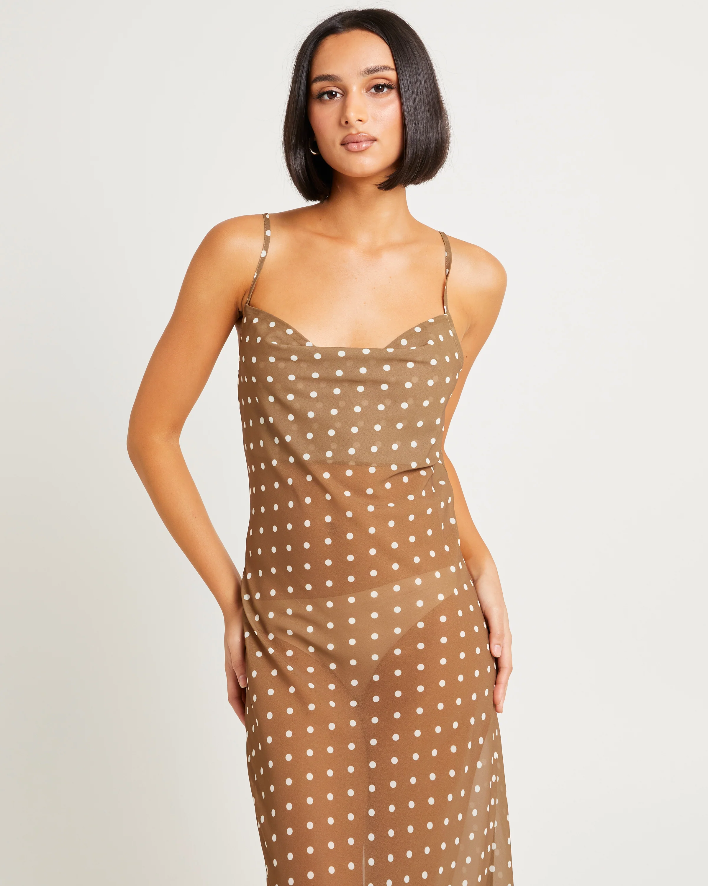 Paris Polka Dot Sheer Maxi Dress - Image 4