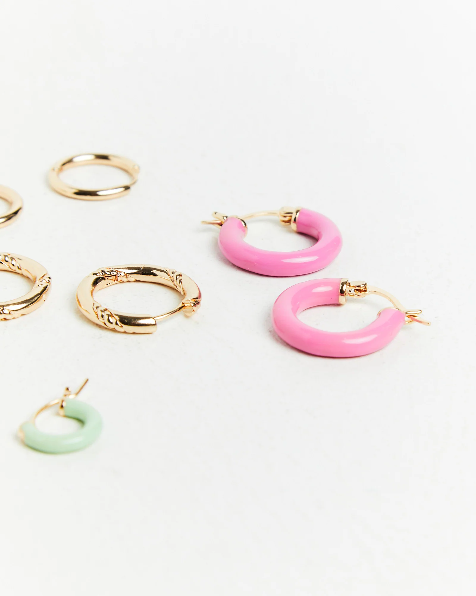 Pastel Enamel Huggie Earring Pack Gold - Image 2