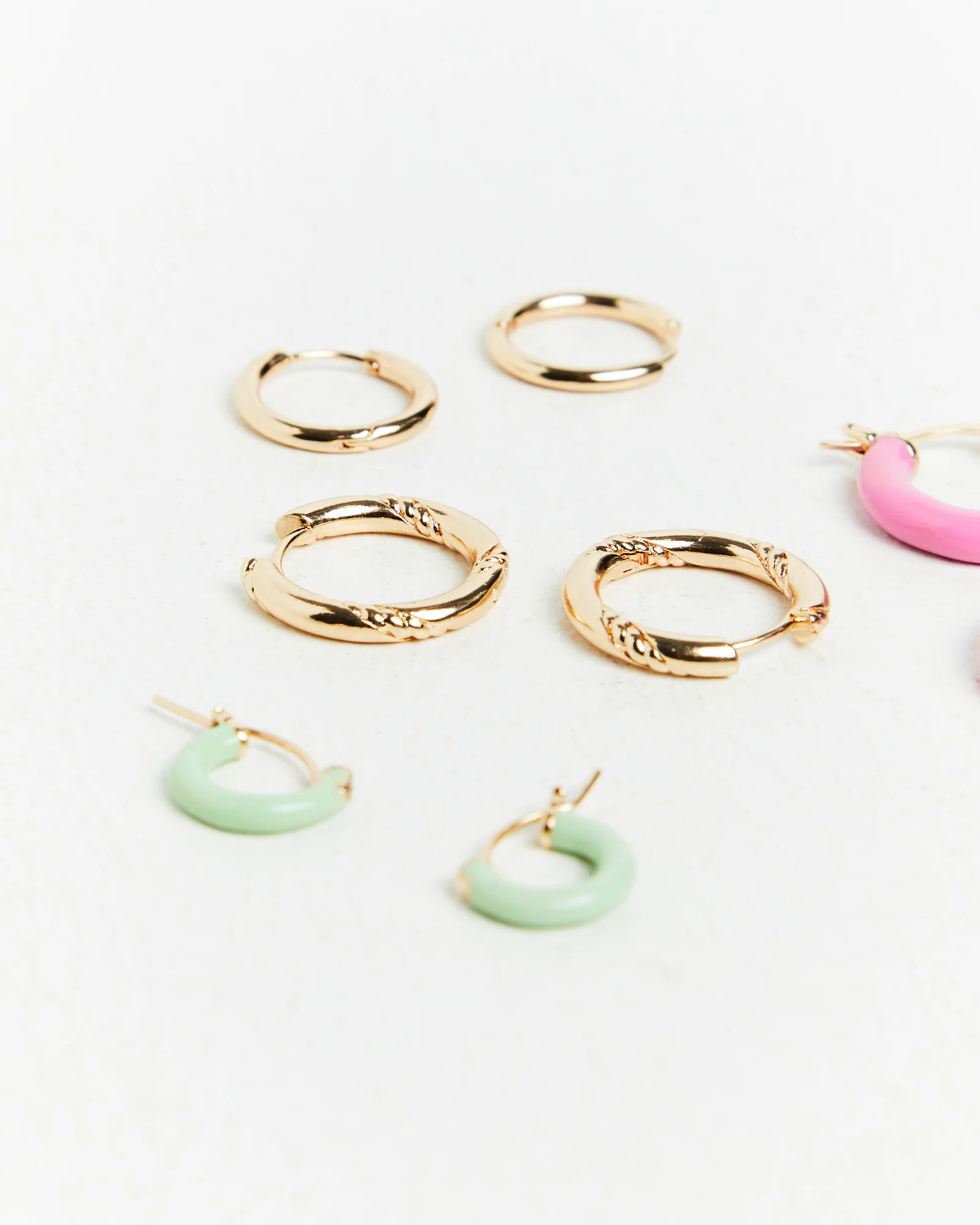 Pastel Enamel Huggie Earring Pack Gold - Image 3