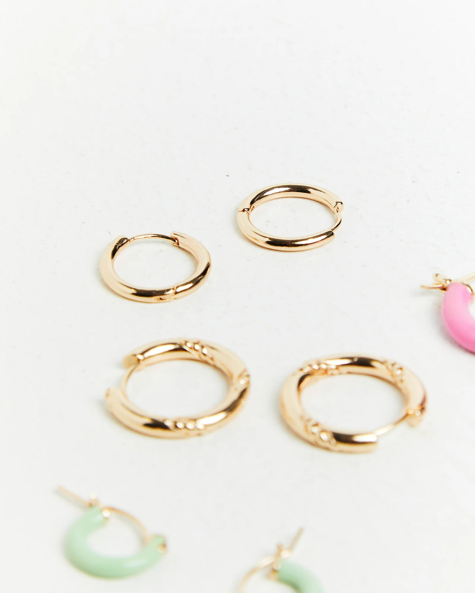 Pastel Enamel Huggie Earring Pack Gold - Image 5