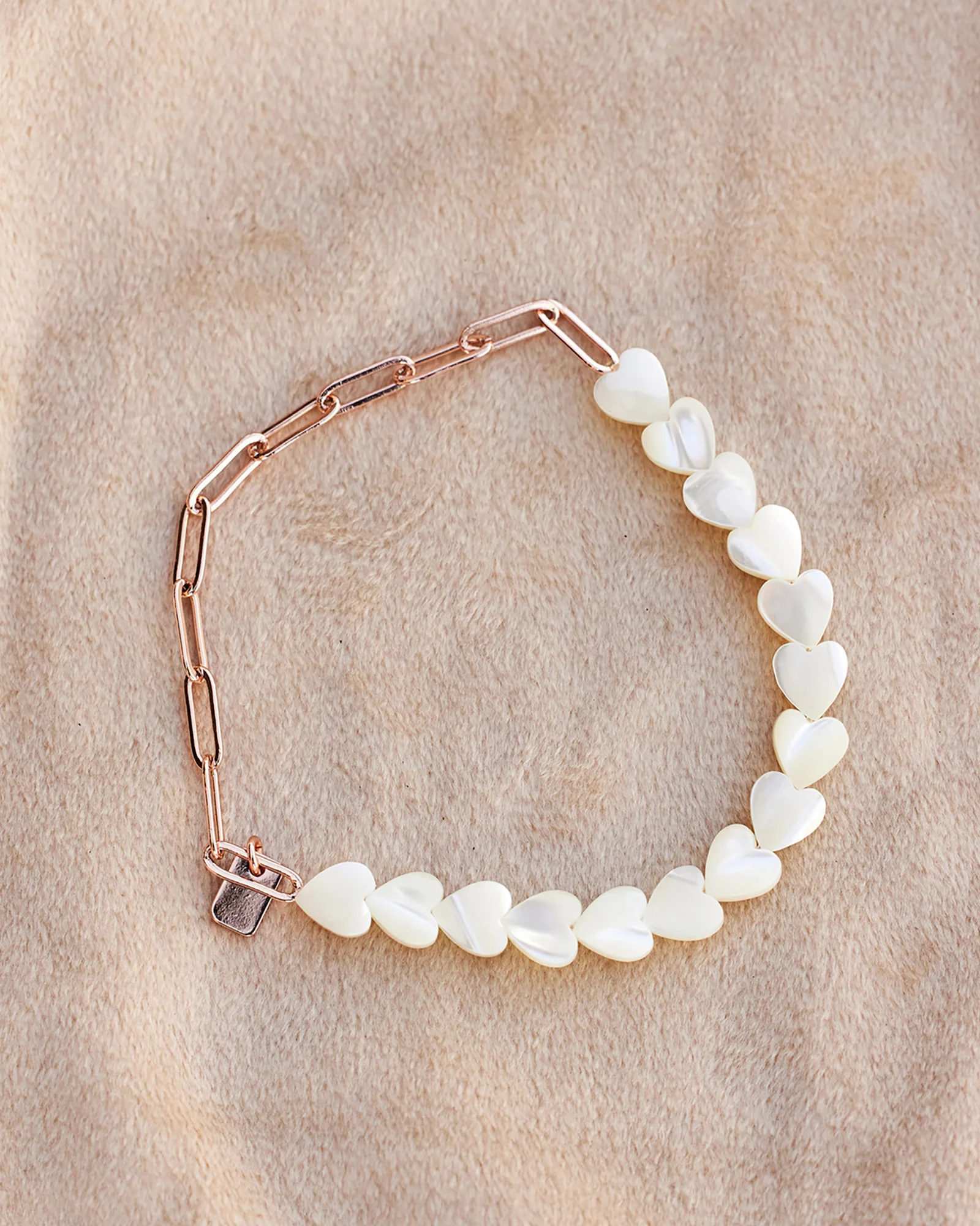 Pearl Heart Paperclip Chain Bracelet - Image 4