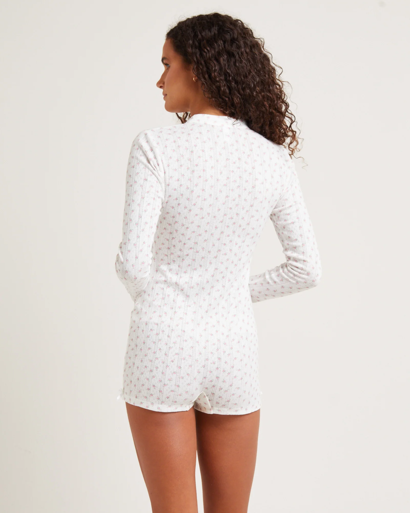 Penny Pointelle Romper White Floral - Image 2