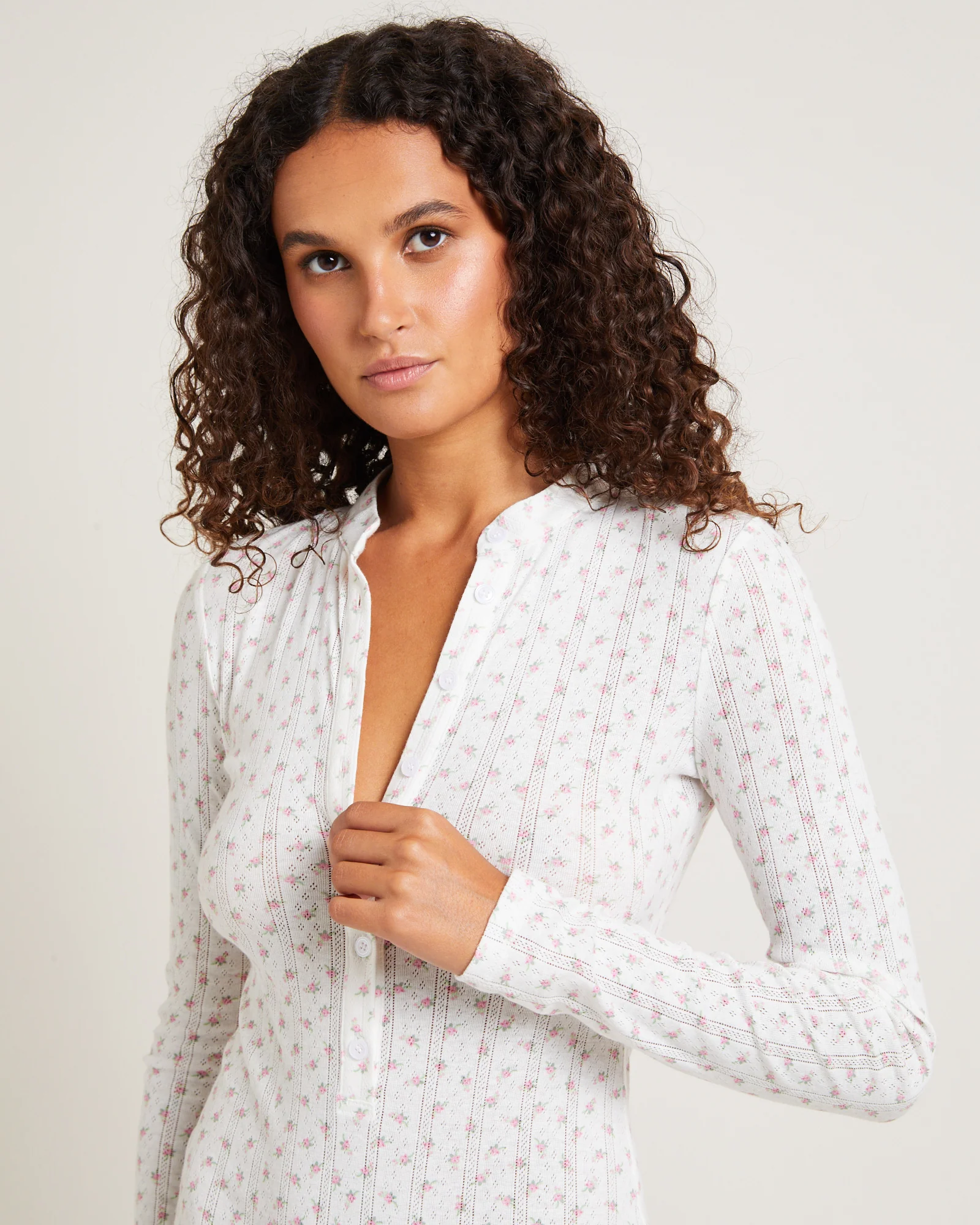 Penny Pointelle Romper White Floral - Image 6