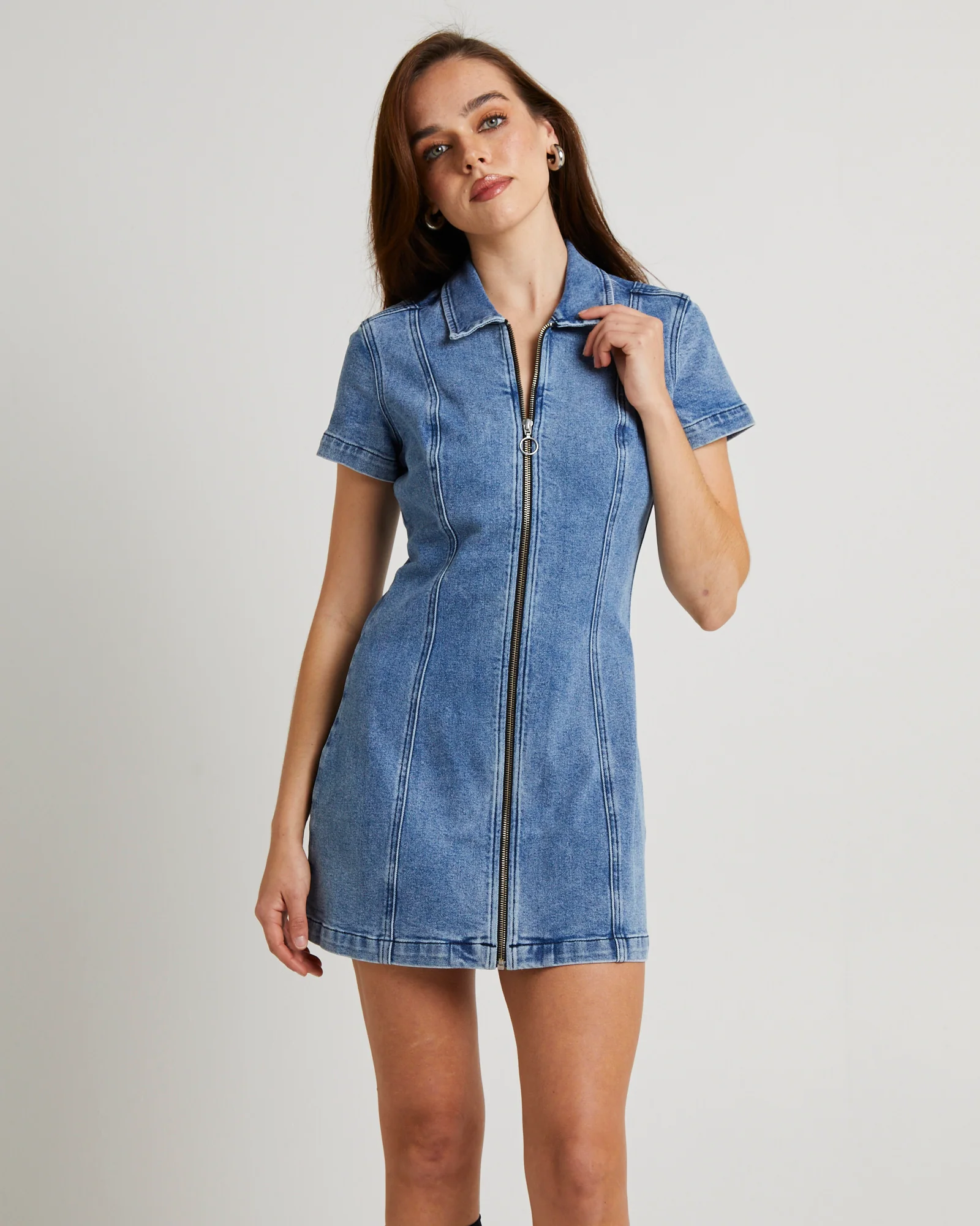 Peta Denim Mini Dress - Image 4