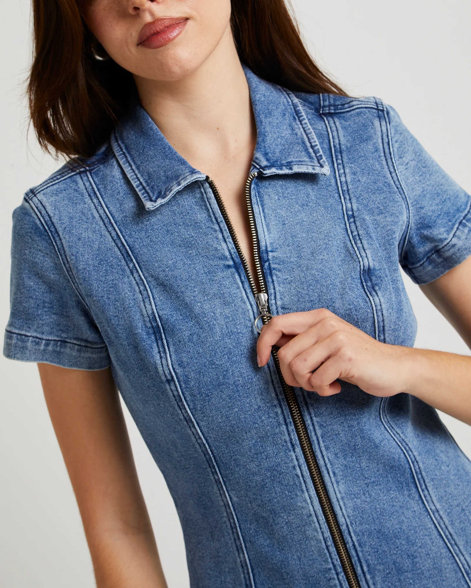 Peta Denim Mini Dress - Image 5