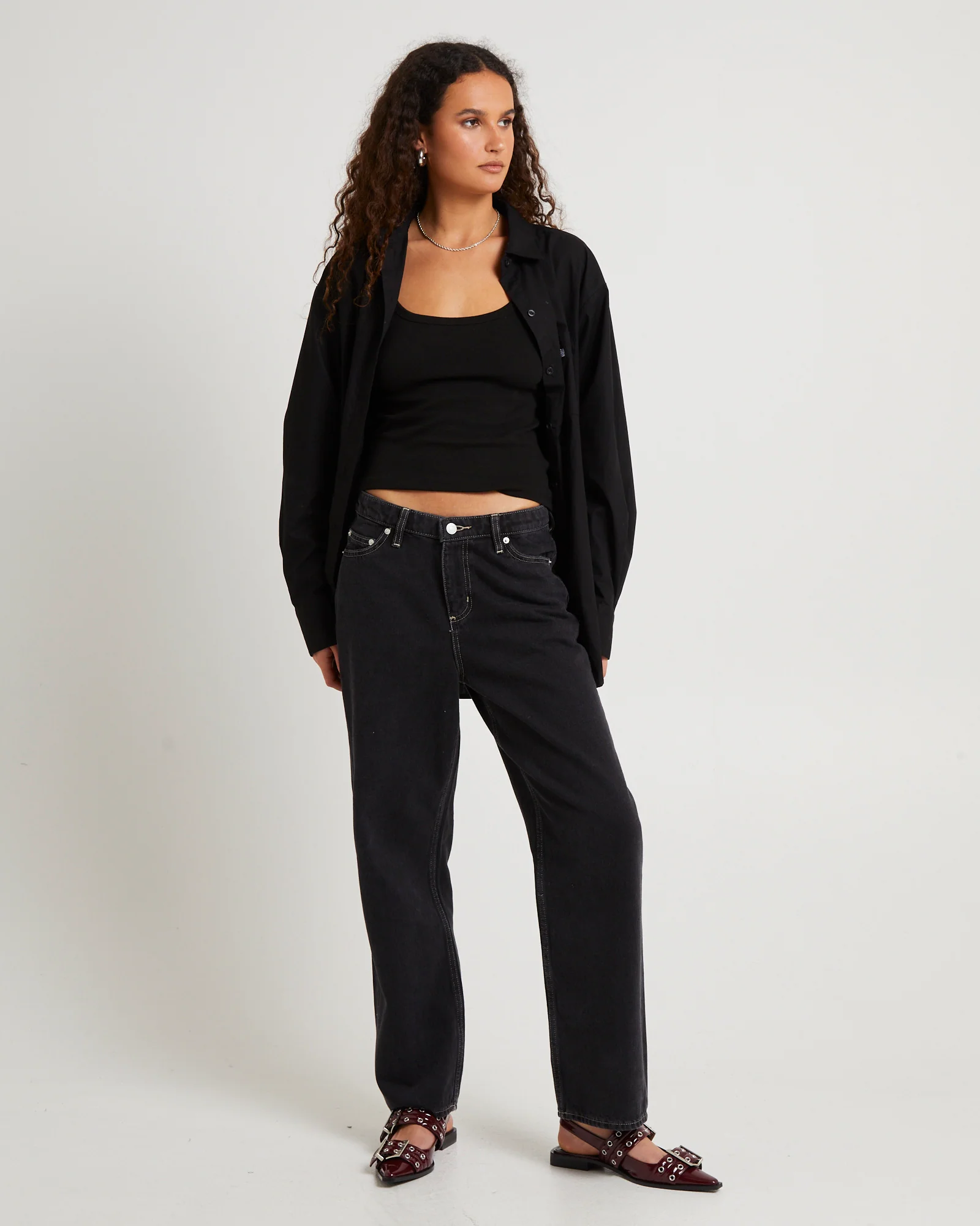 Petite Mid Straight Jeans Throwback Black - Image 3