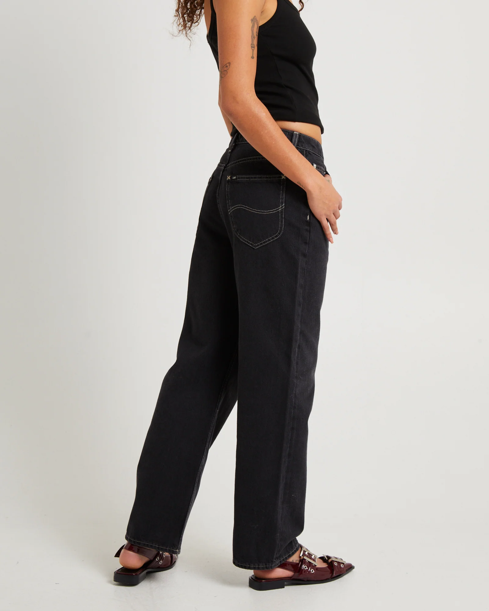 Petite Mid Straight Jeans Throwback Black - Image 4