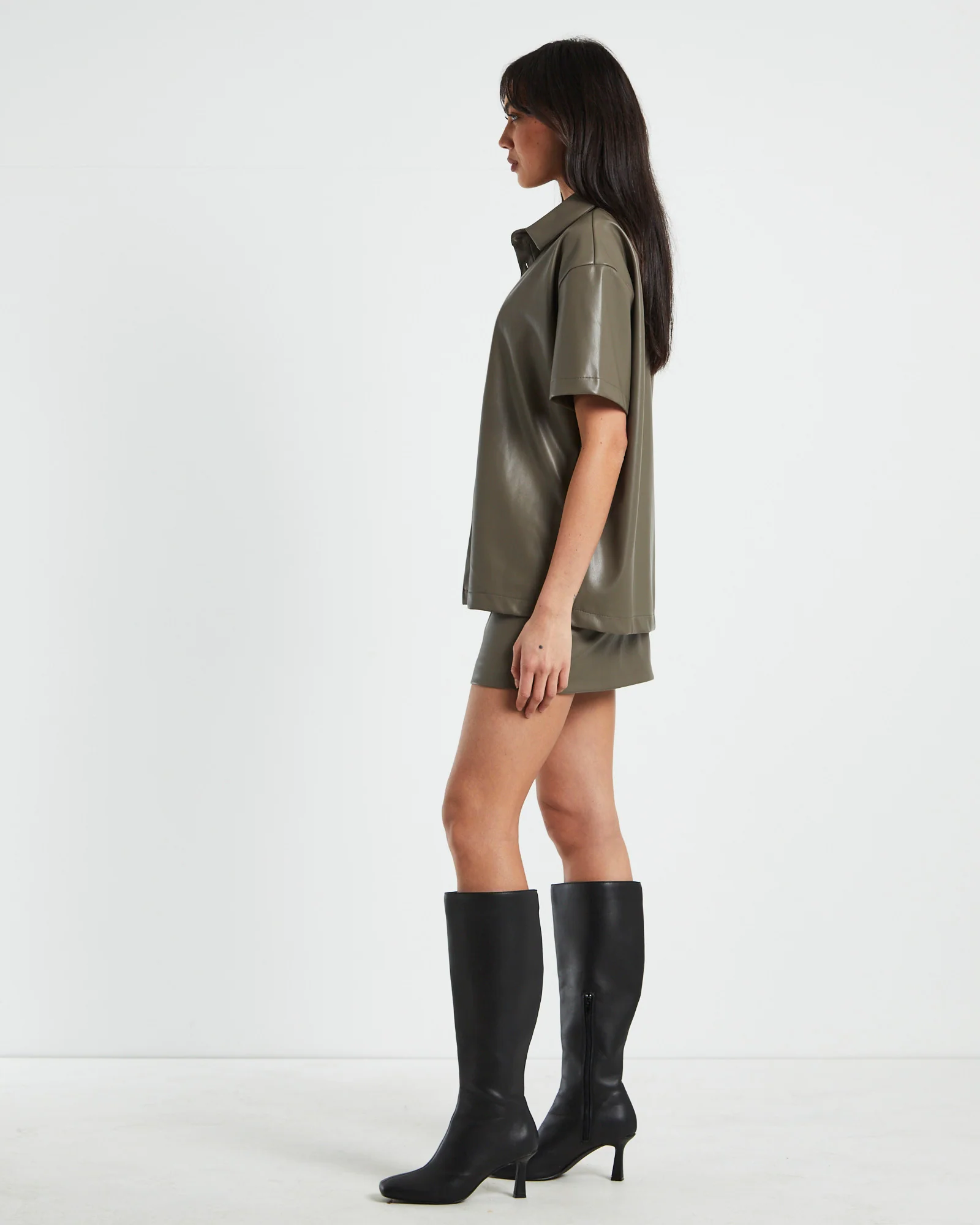 Phoebe Leather Look Shirt - Image 4
