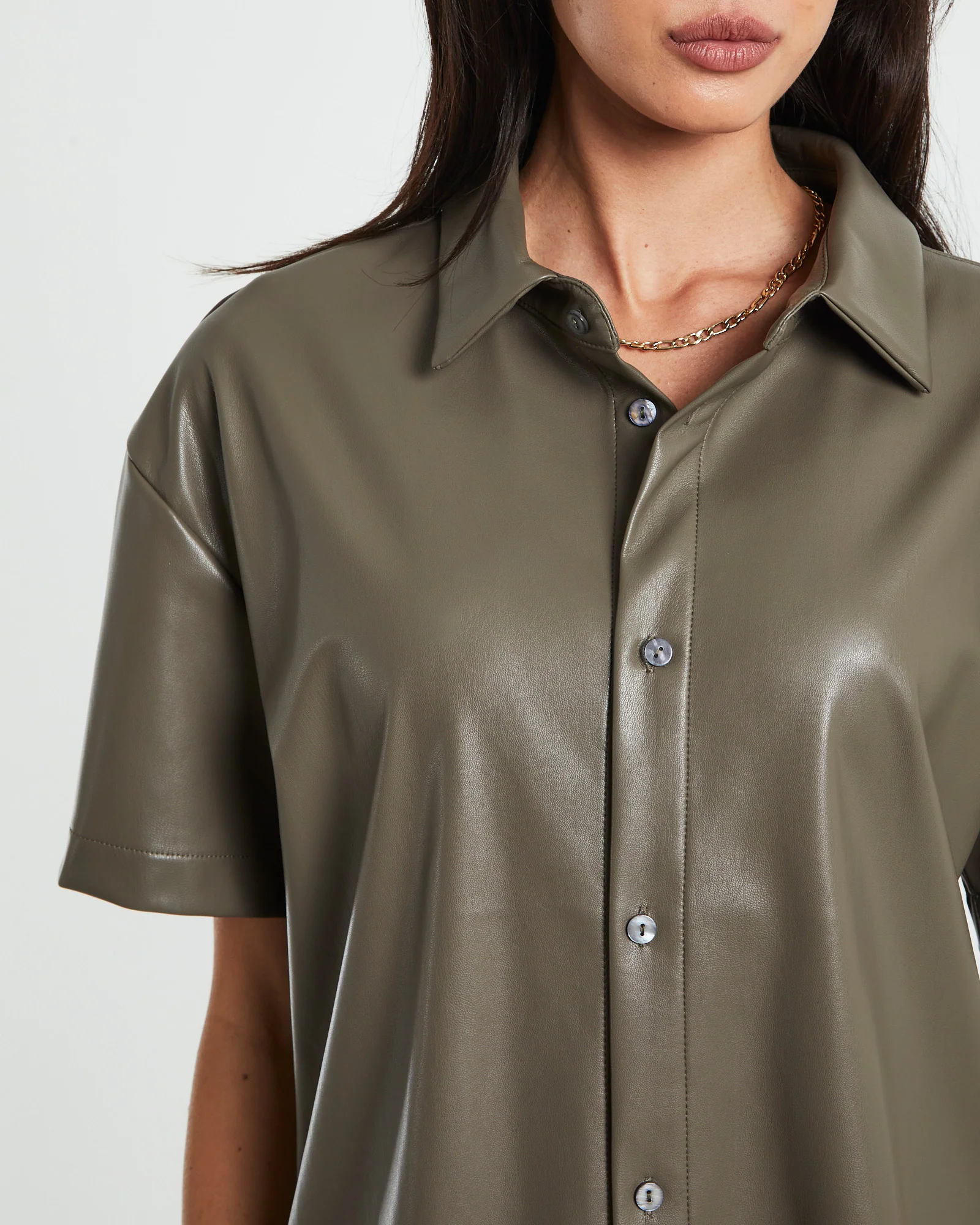 Phoebe Leather Look Shirt - Image 6