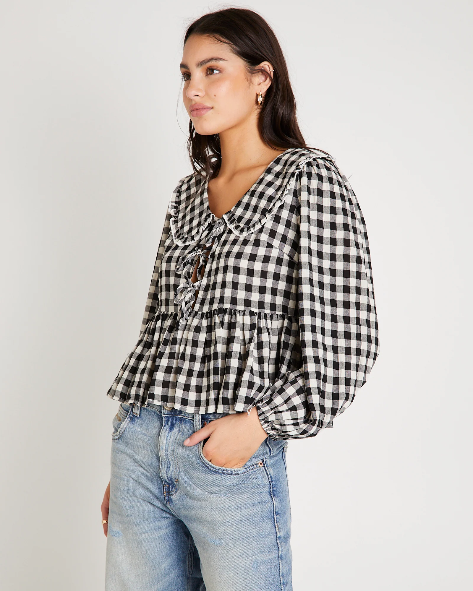 Picnic Gingham Collared Blouse - Image 4
