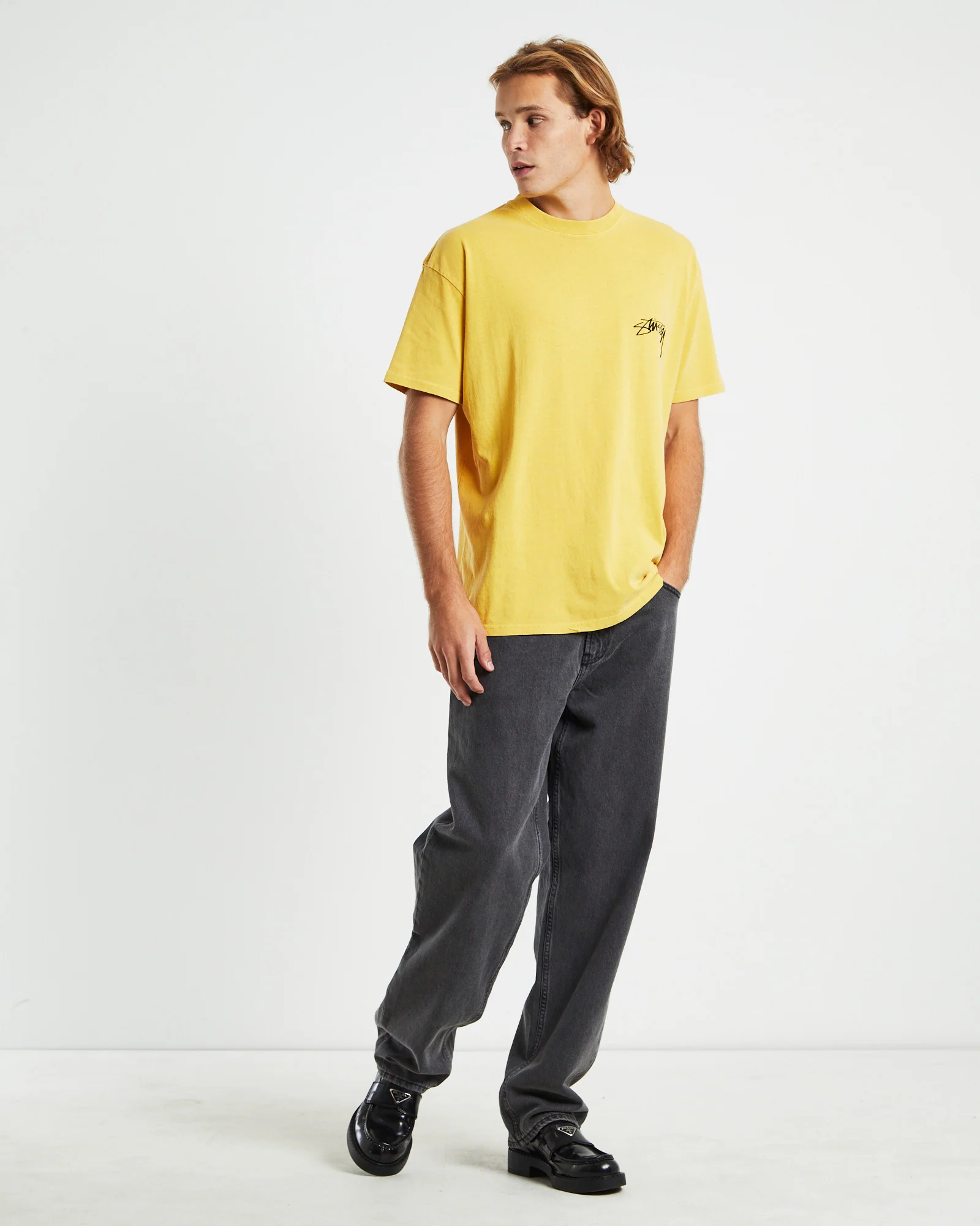Pigment Smooth Stock Short Sleeve T-Shirt Yellow - Image 3