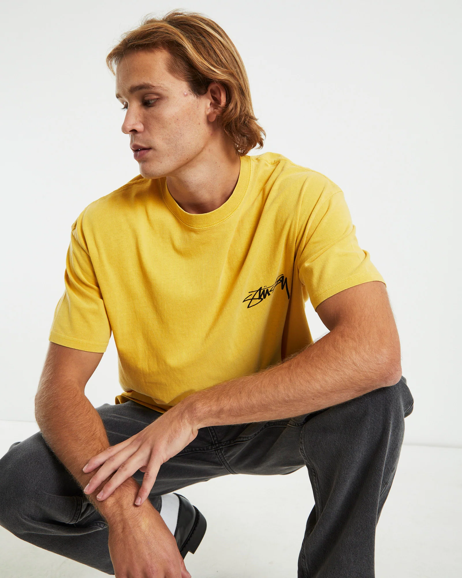 Pigment Smooth Stock Short Sleeve T-Shirt Yellow - Image 6