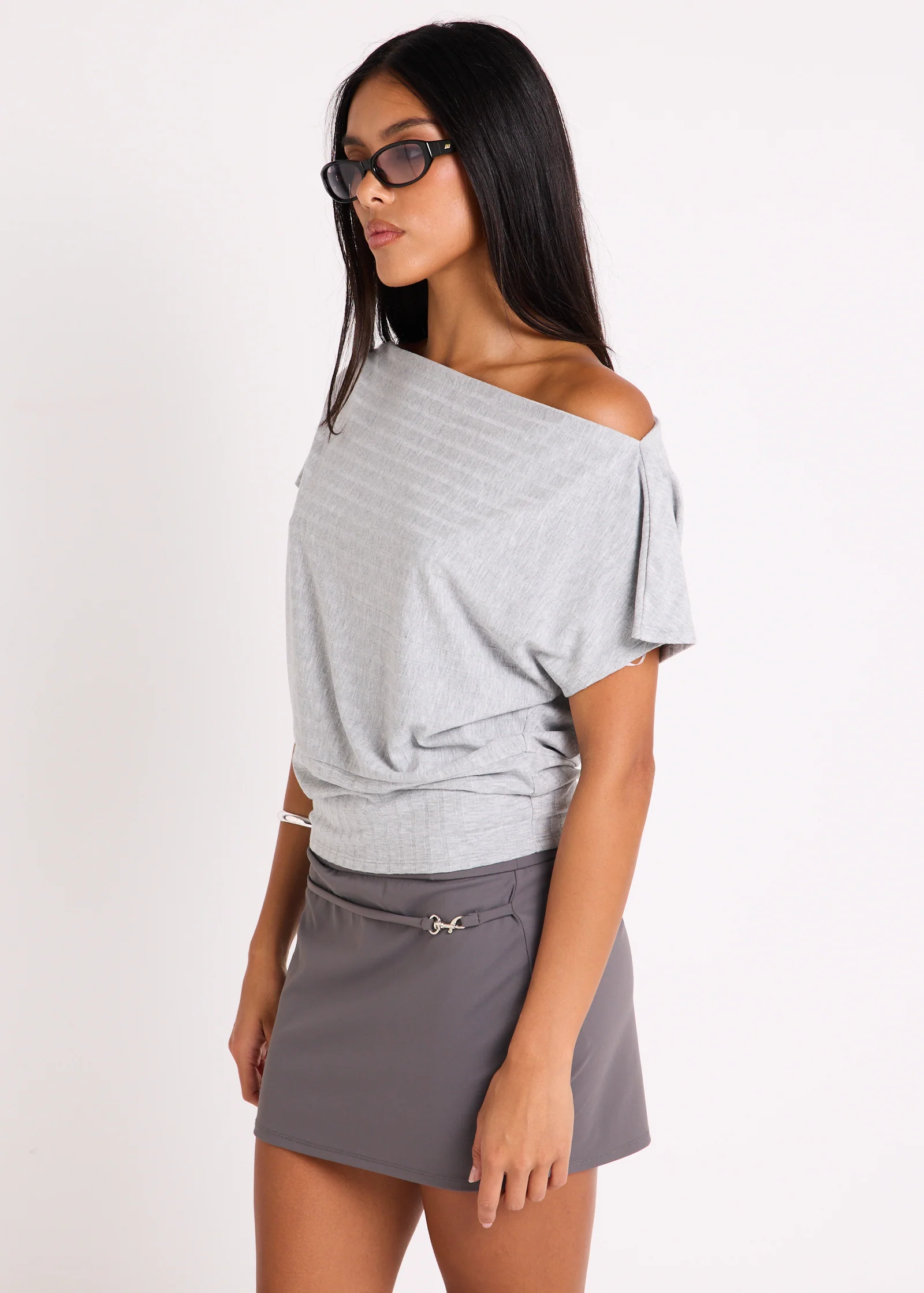 Pip Rib Off Shoulder Top - Image 2