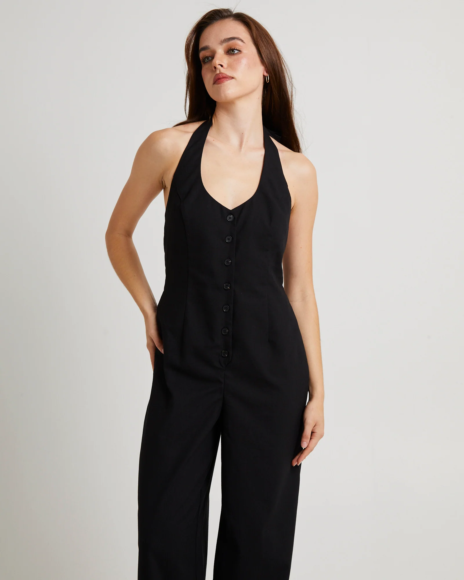 Piper Halter Button Front Jumpsuit - Image 4