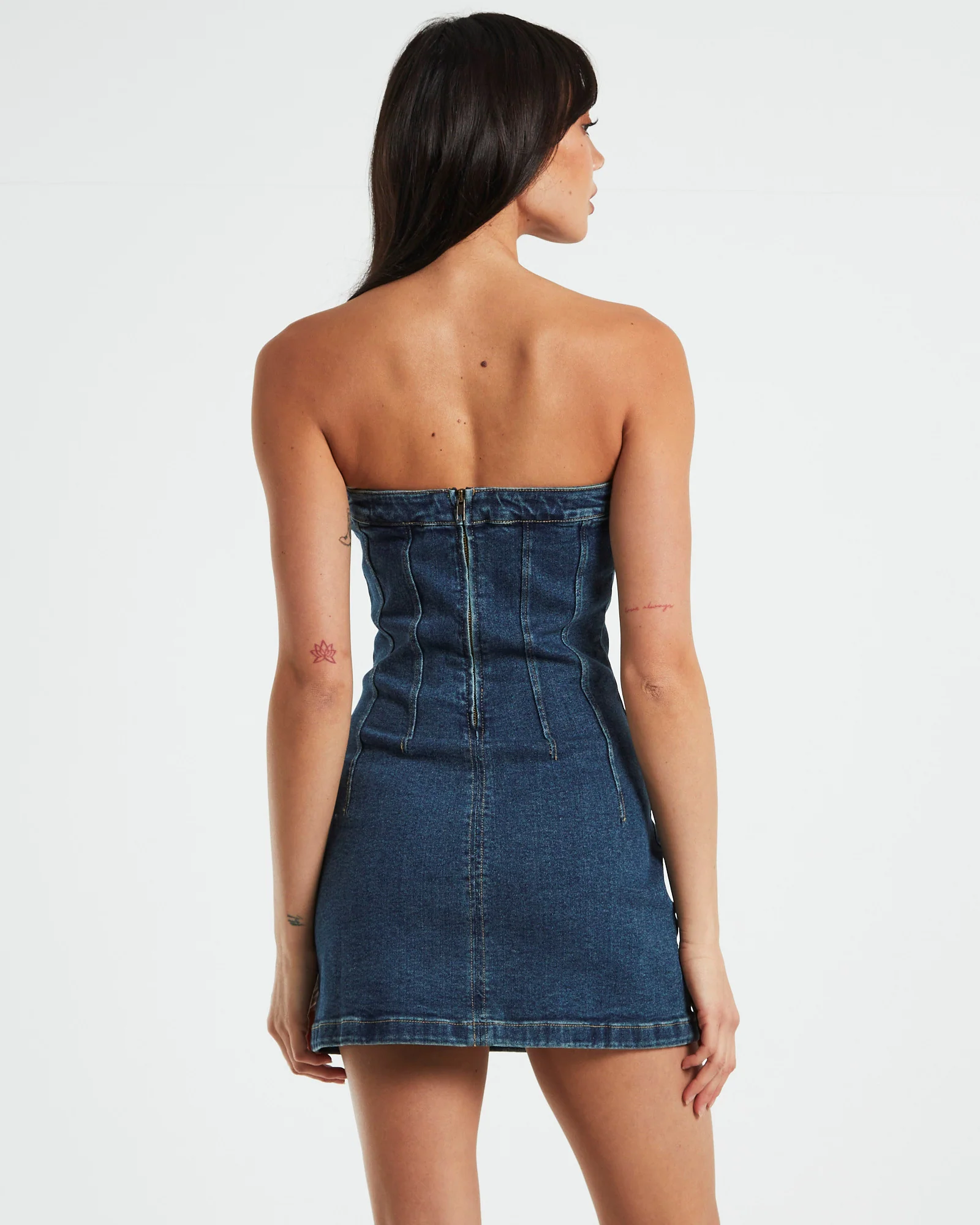Pixie Corset Denim Mini Dress Grunge Blue - Image 2