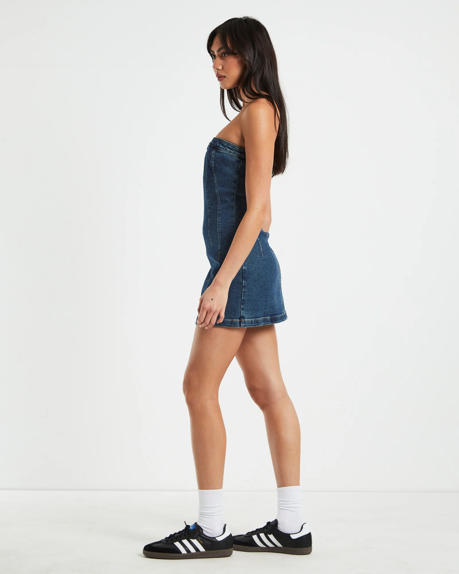 Pixie Corset Denim Mini Dress Grunge Blue - Image 4