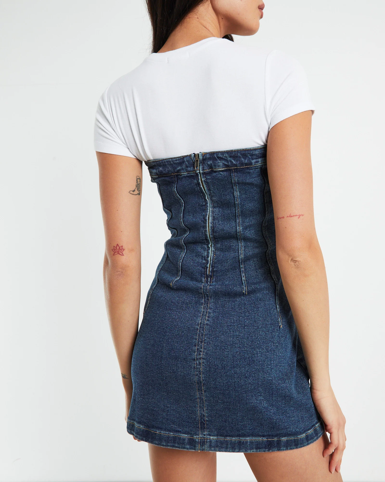 Pixie Corset Denim Mini Dress Grunge Blue - Image 6