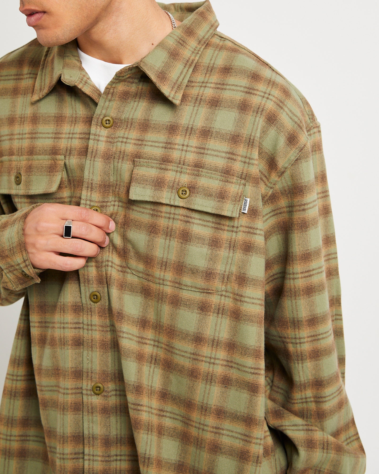 Plaid Long Sleeve Overshirt - Image 5