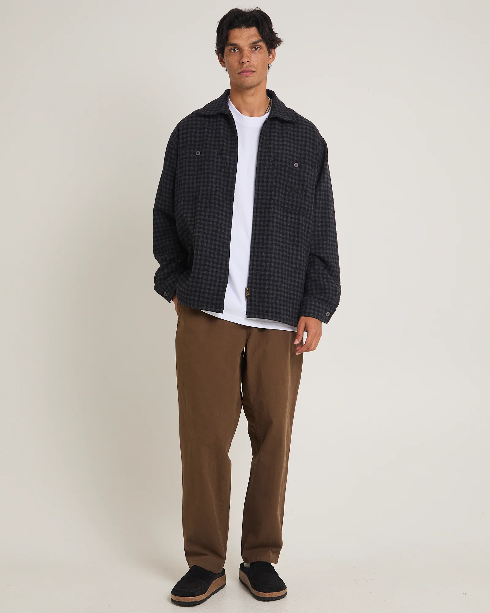 Plaid Zip Through Long Sleeve Shirt - Image 3