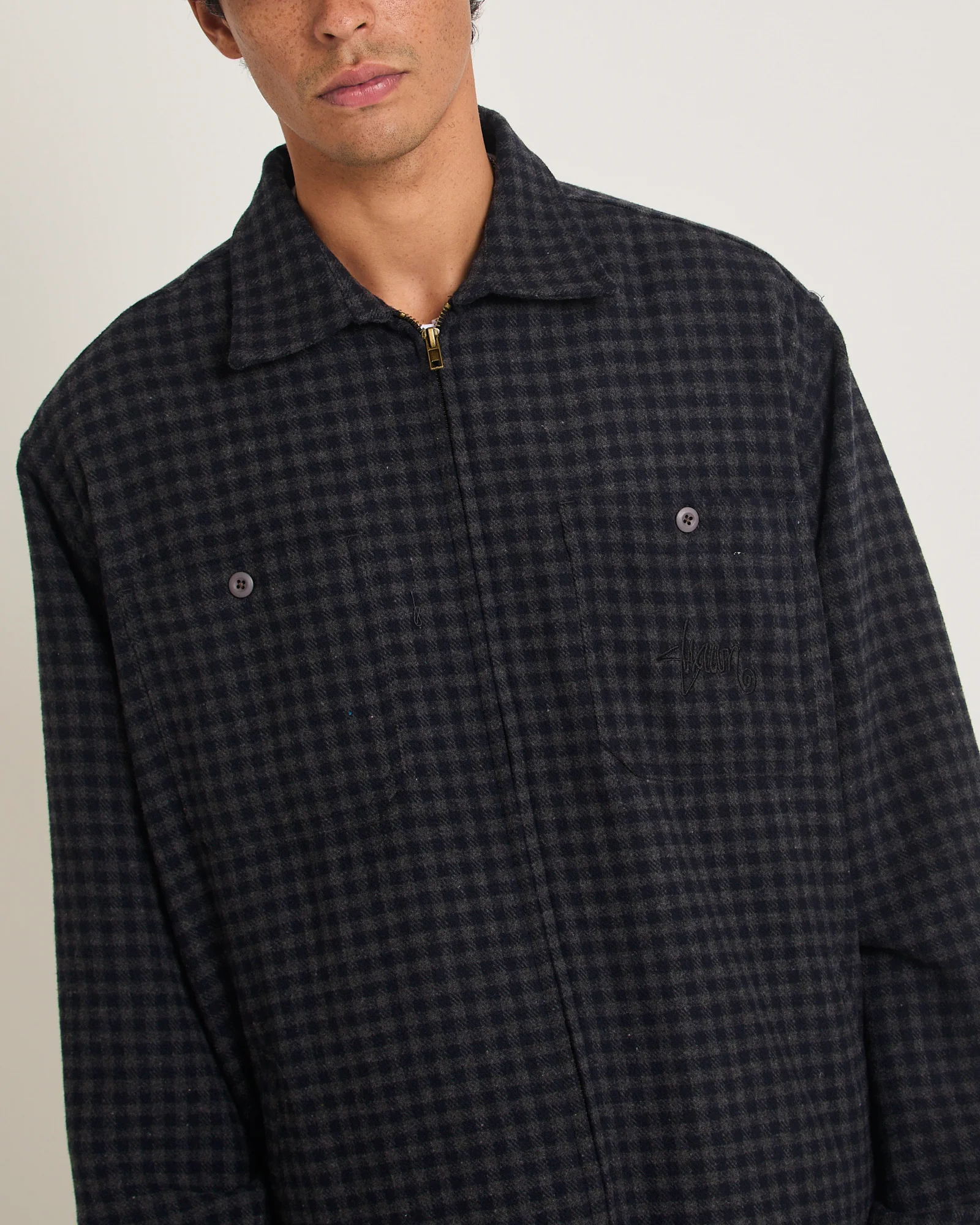 Plaid Zip Through Long Sleeve Shirt - Image 6