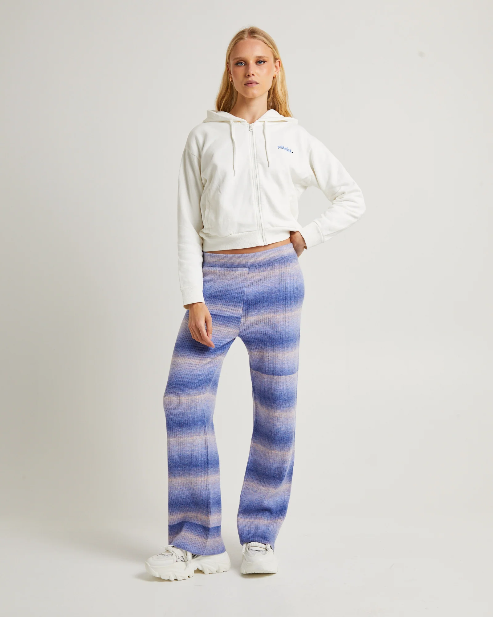 Pnoom Wide Leg Knit Pants Powder Blue
