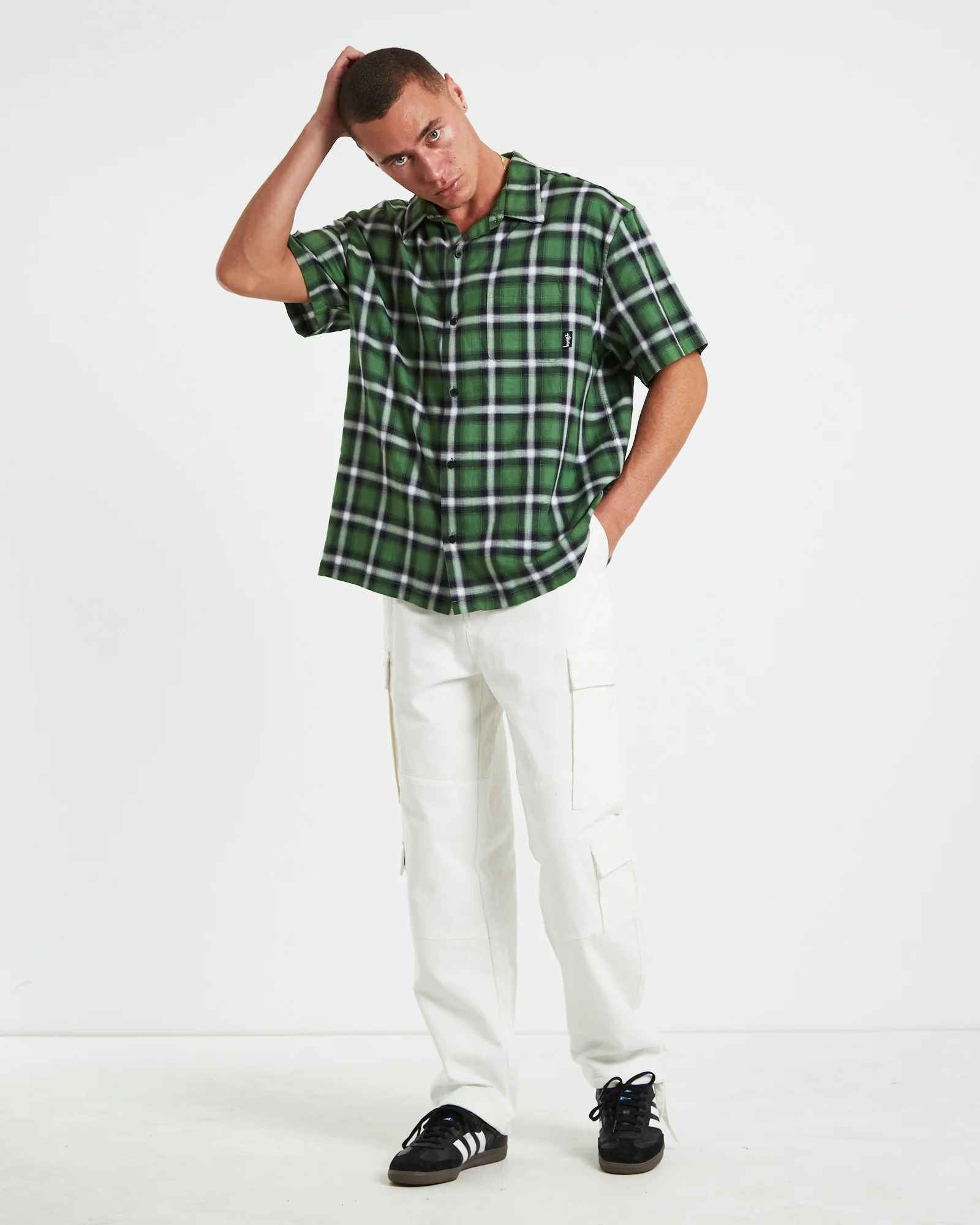 Pocket Check Ss Shirt Green - Image 3