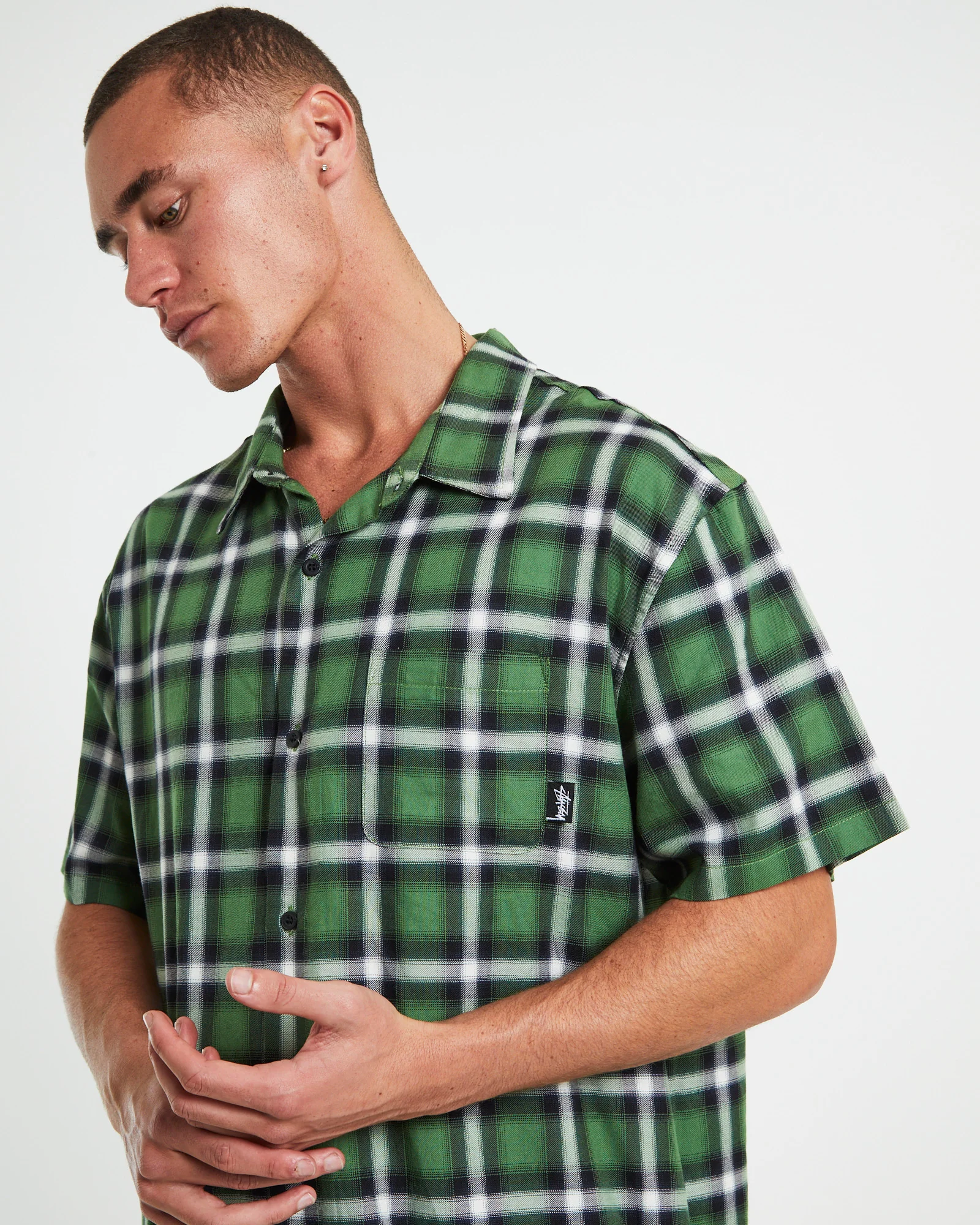 Pocket Check Ss Shirt Green - Image 5