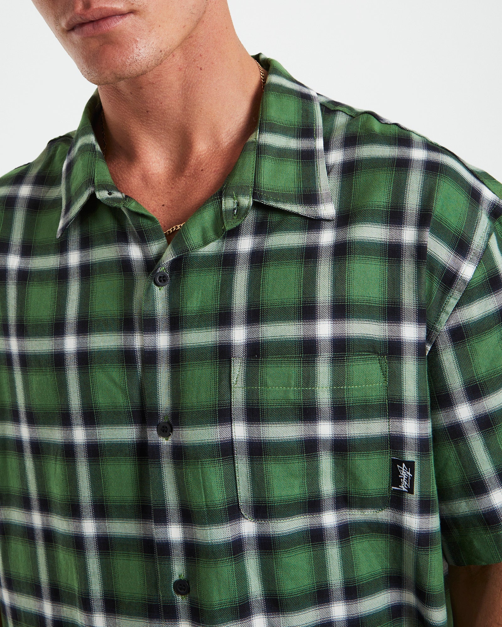Pocket Check Ss Shirt Green - Image 6