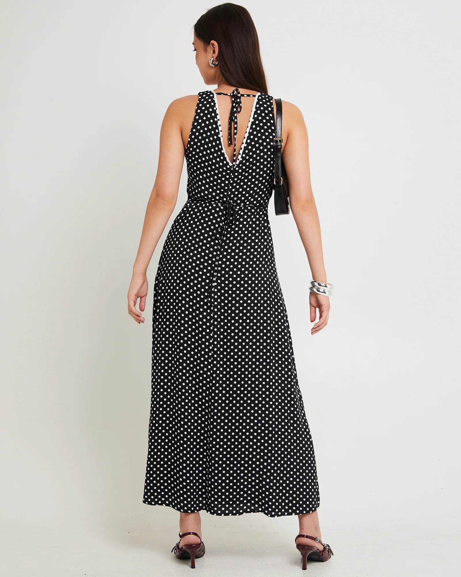 Polkadot V Neck Maxi Dress - Image 2