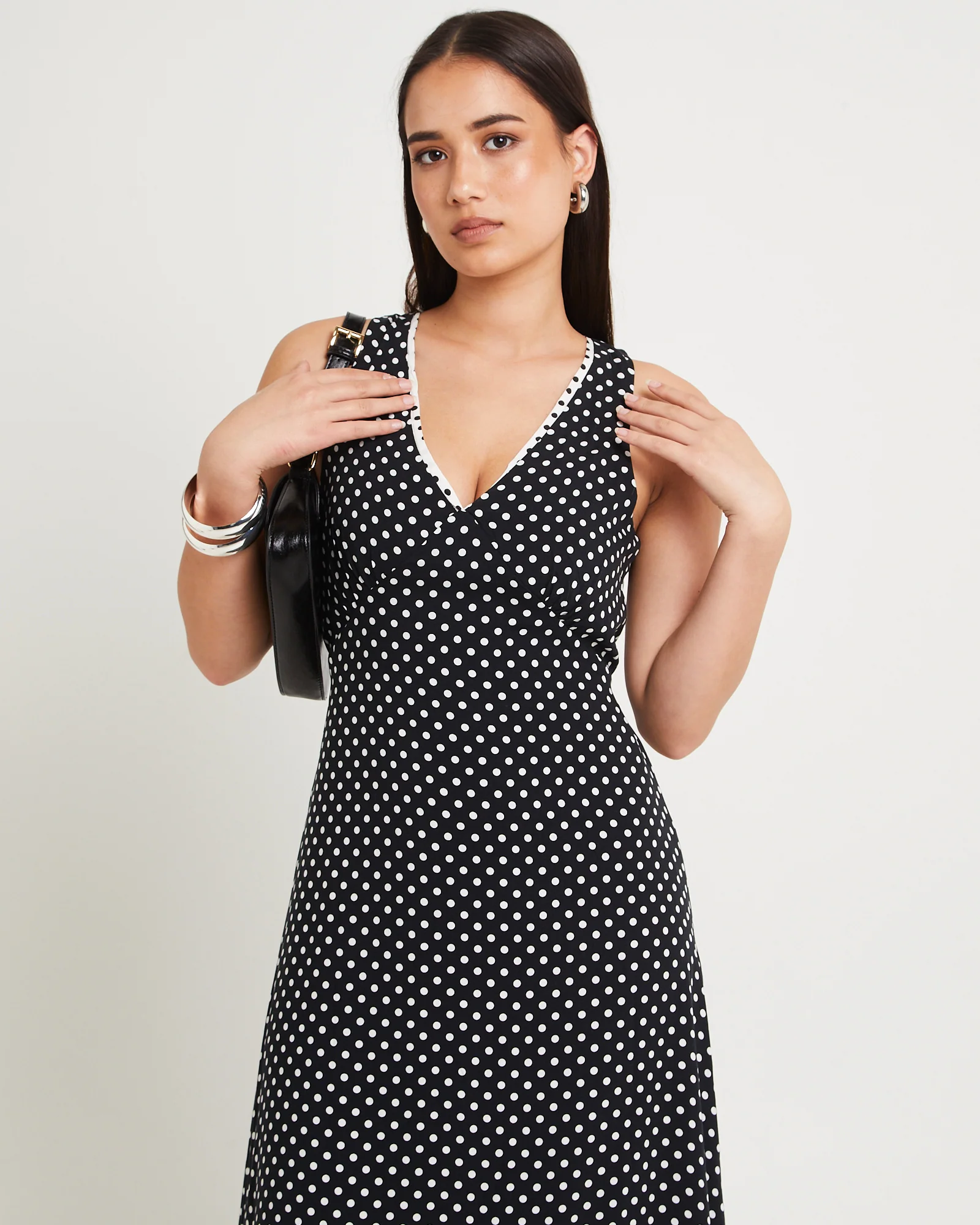 Polkadot V Neck Maxi Dress - Image 4