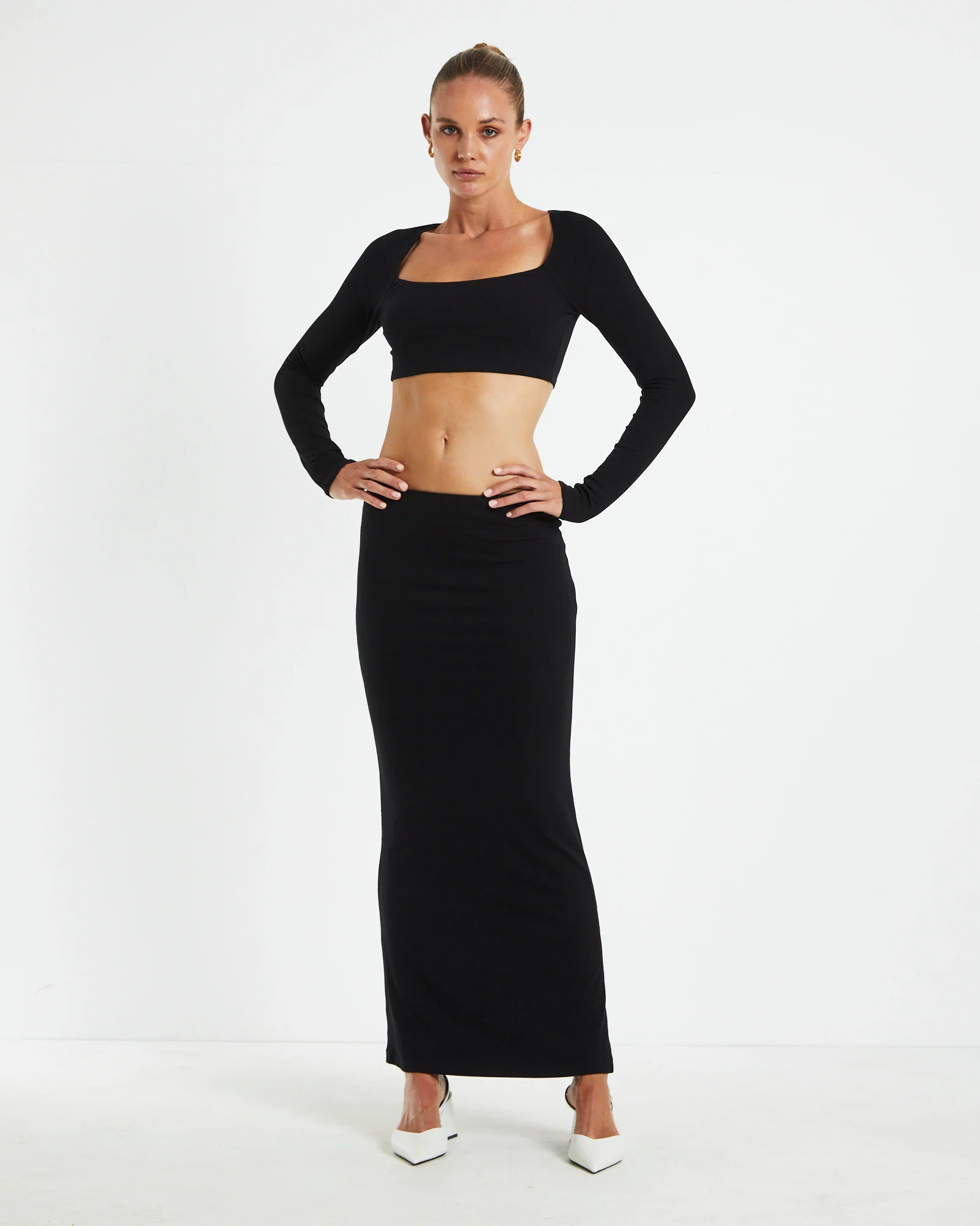 Polly Slinky Hipster Skirt Black - Image 3