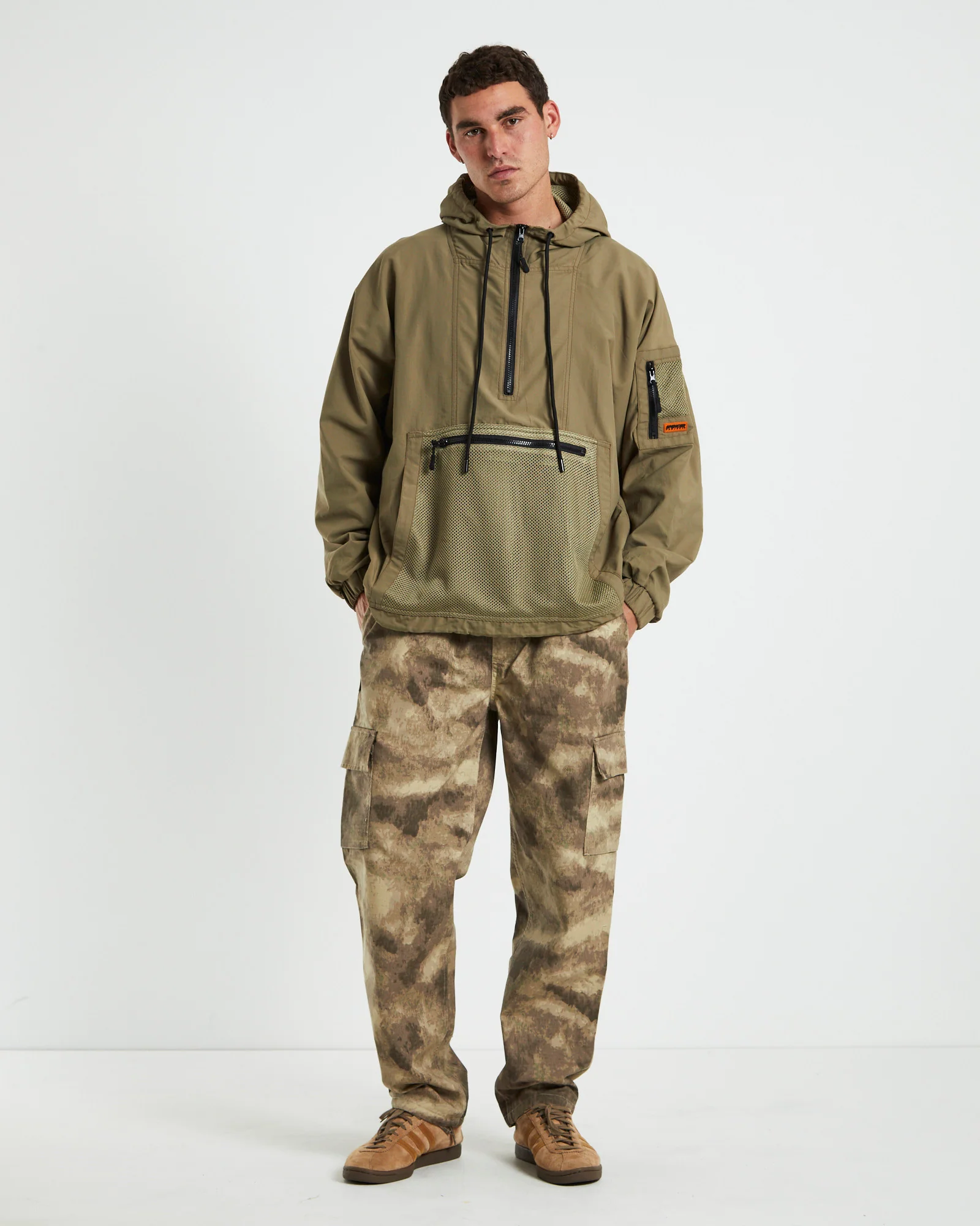 Quarter Zip Hoodie Anorak Fatigue Green - Image 3