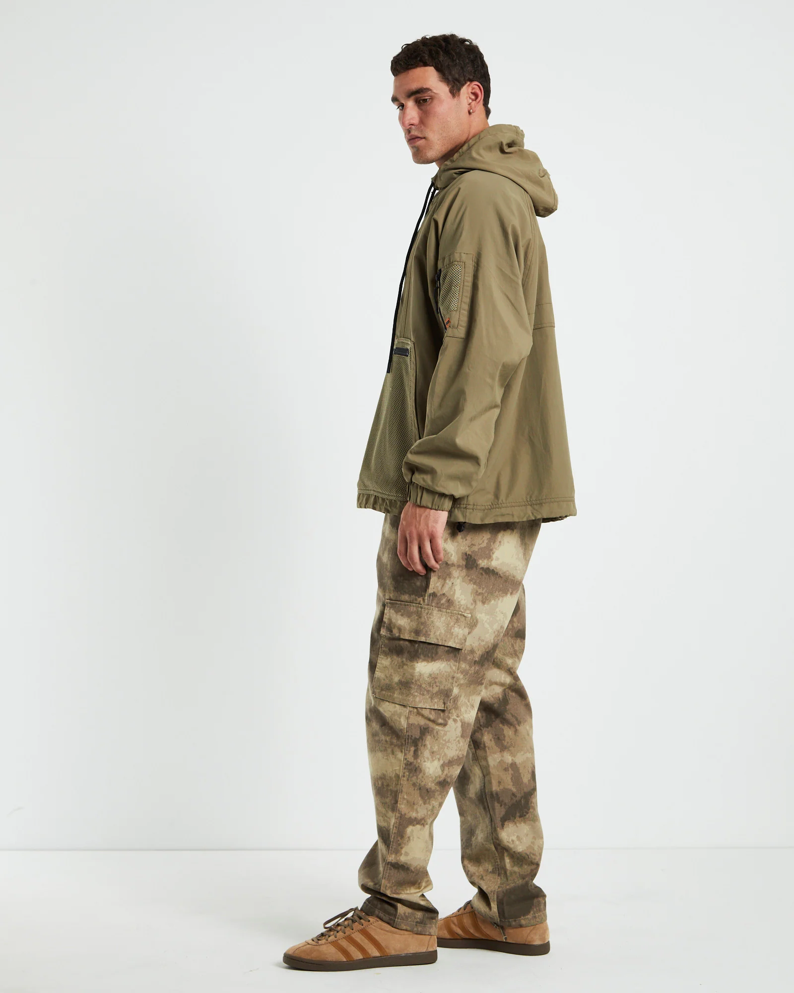 Quarter Zip Hoodie Anorak Fatigue Green - Image 4