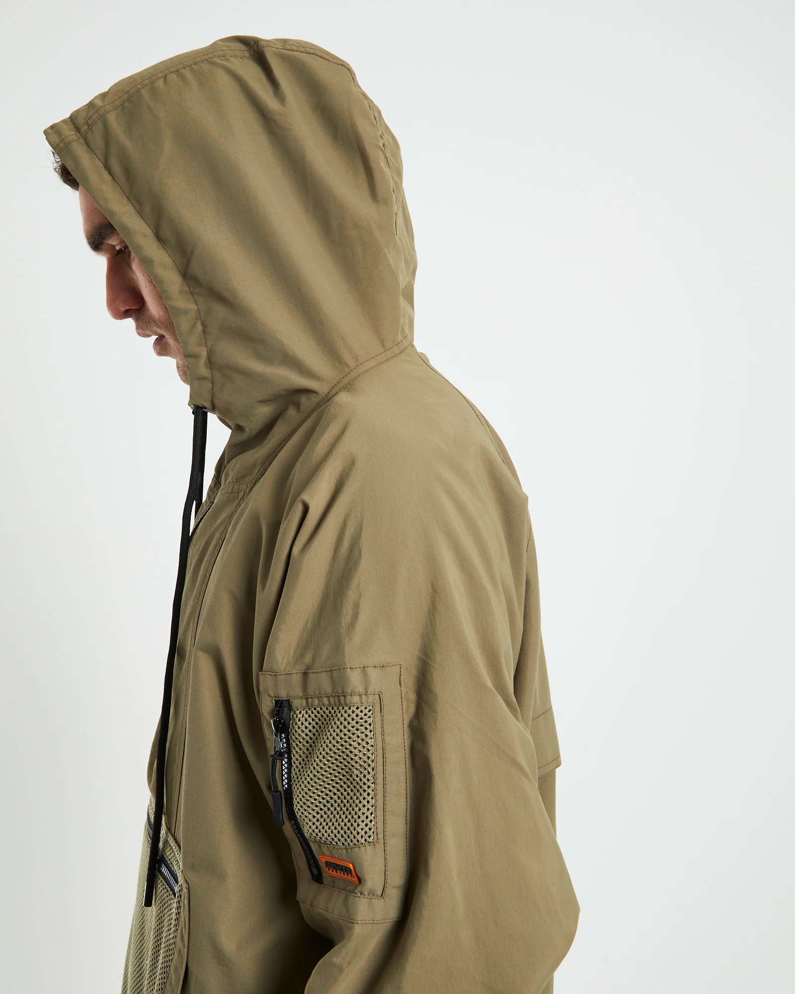 Quarter Zip Hoodie Anorak Fatigue Green - Image 6