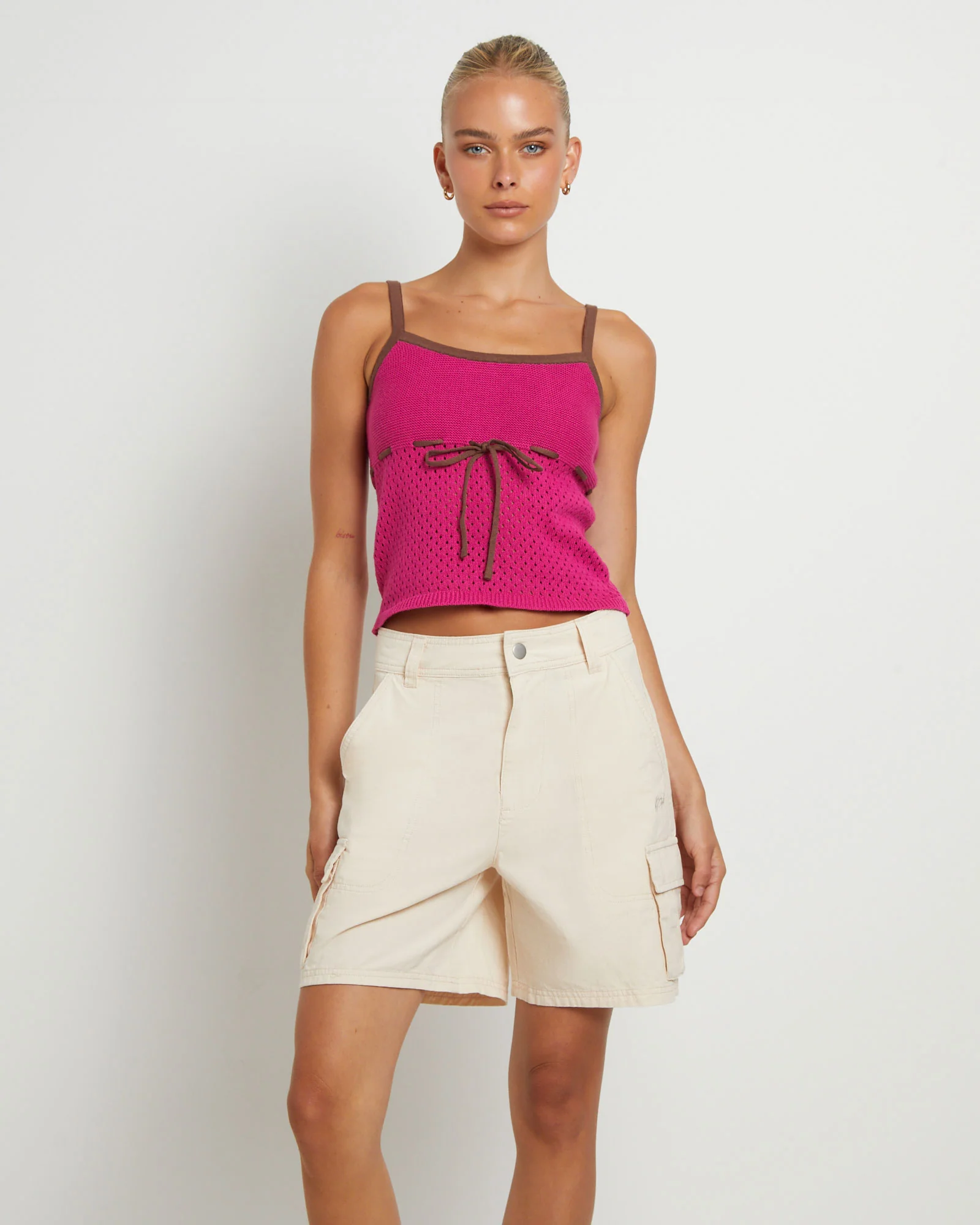 Quinn Crochet Tank Top in Magenta - Image 5