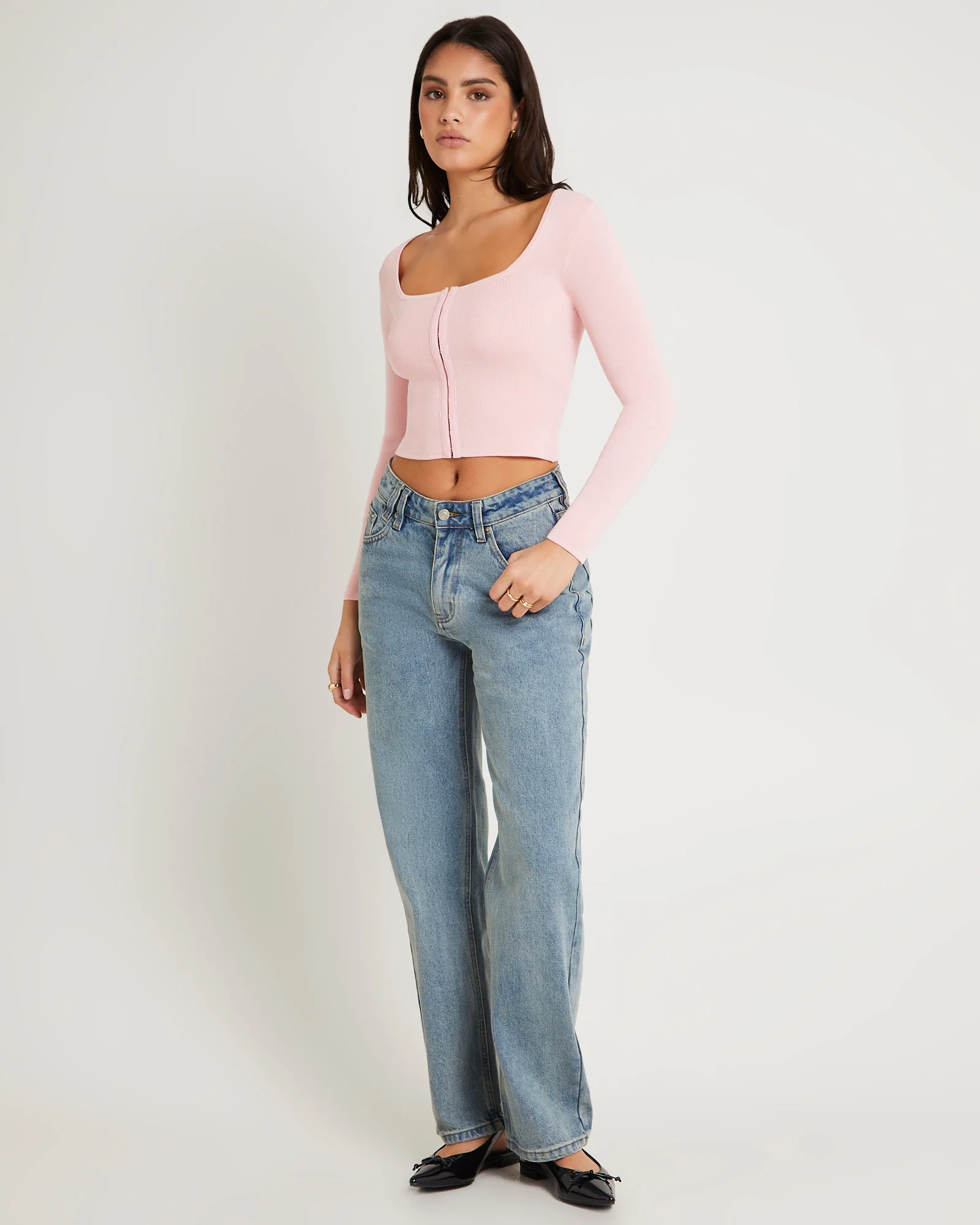 Quinn Hook & Eye Long Sleeve Knit Top - Image 4