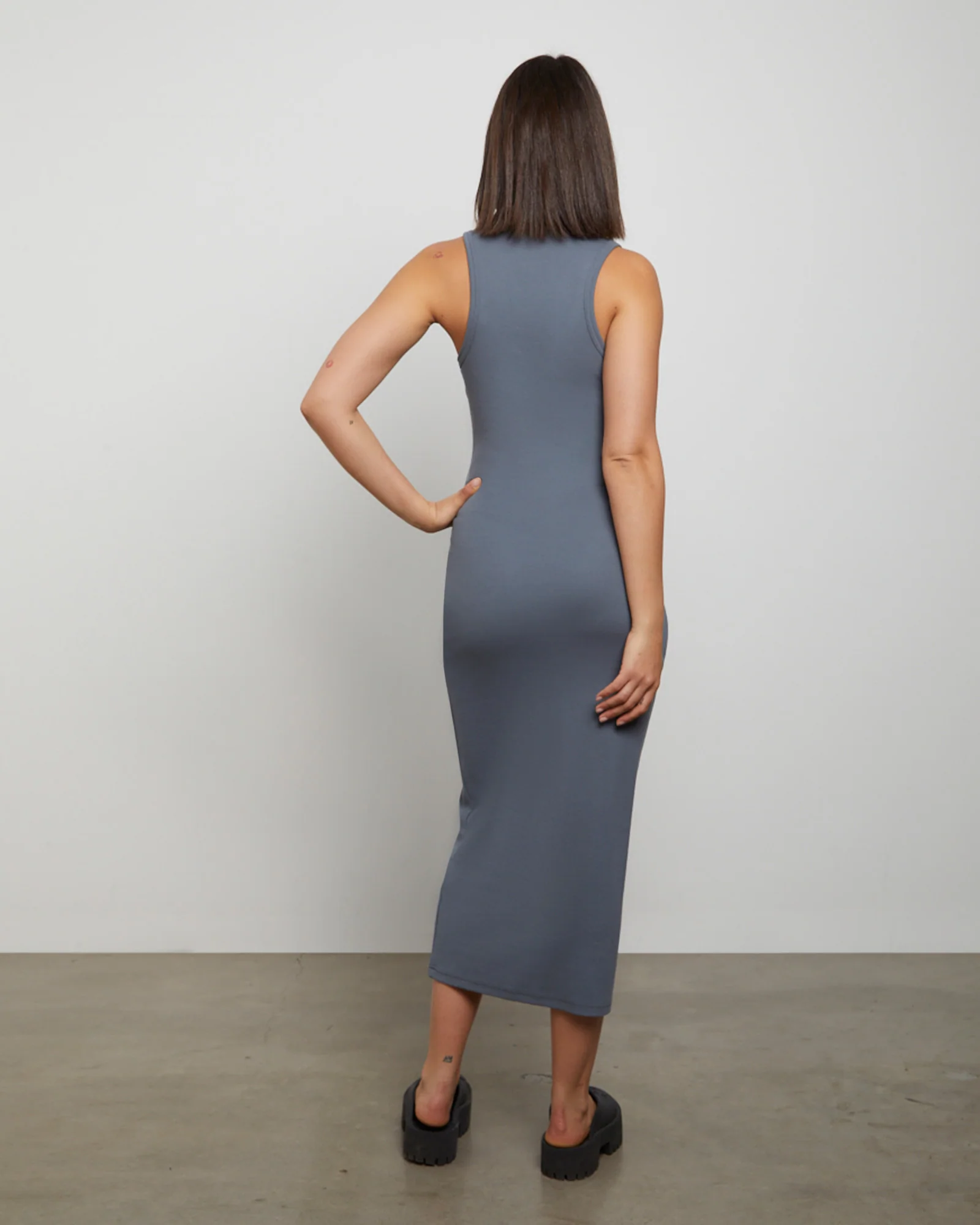 Racer Back Midi Dress in Slate Grey - Image 2
